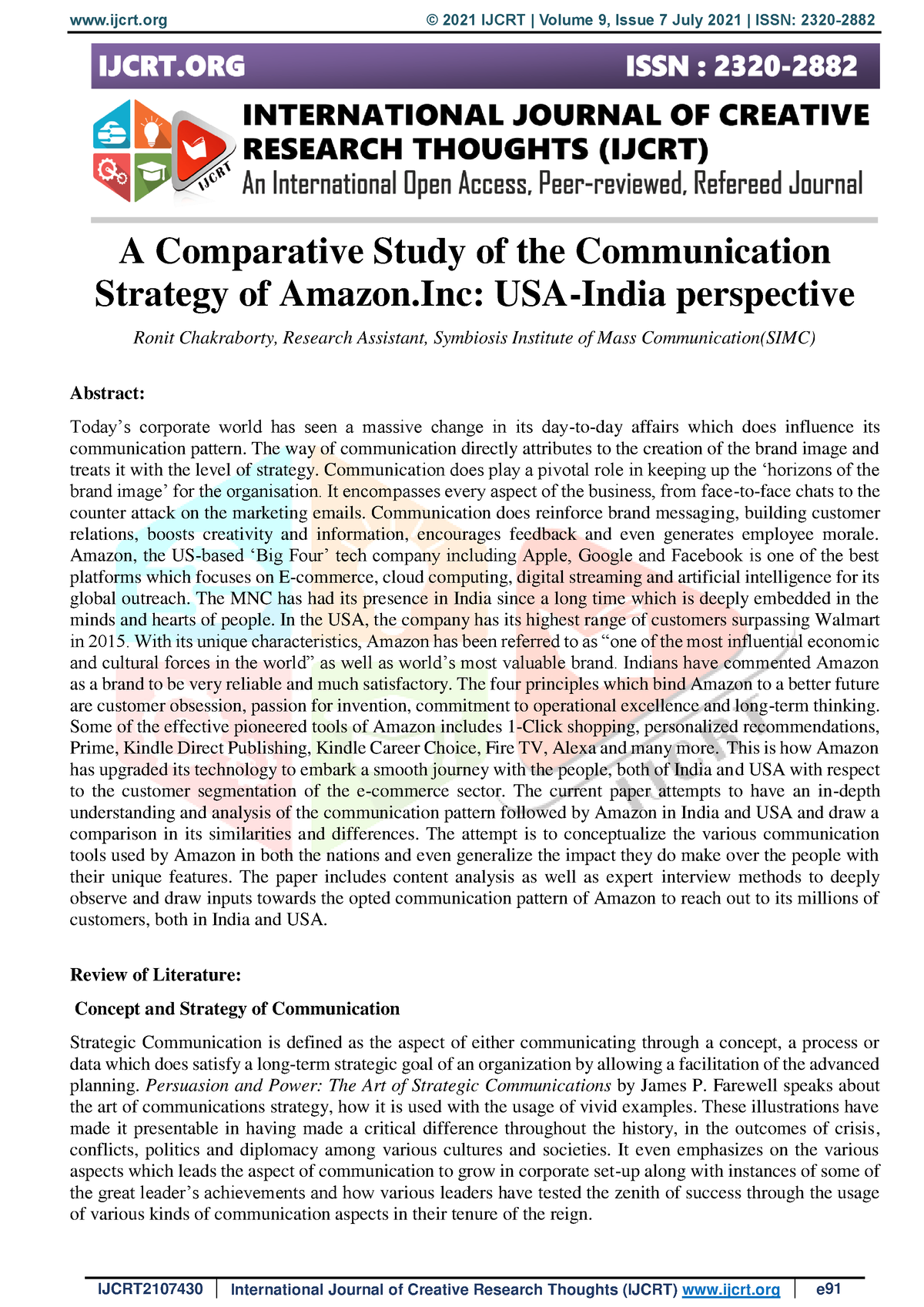 Amazon Communication - Reference for the assignment. - A Comparative ...