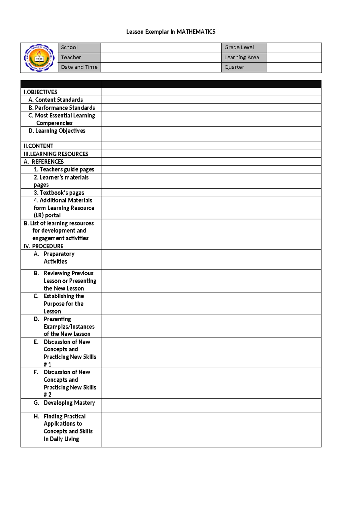 Lesson- Exemplar-2023-2024- English - Copy - Lesson Exemplar in ...
