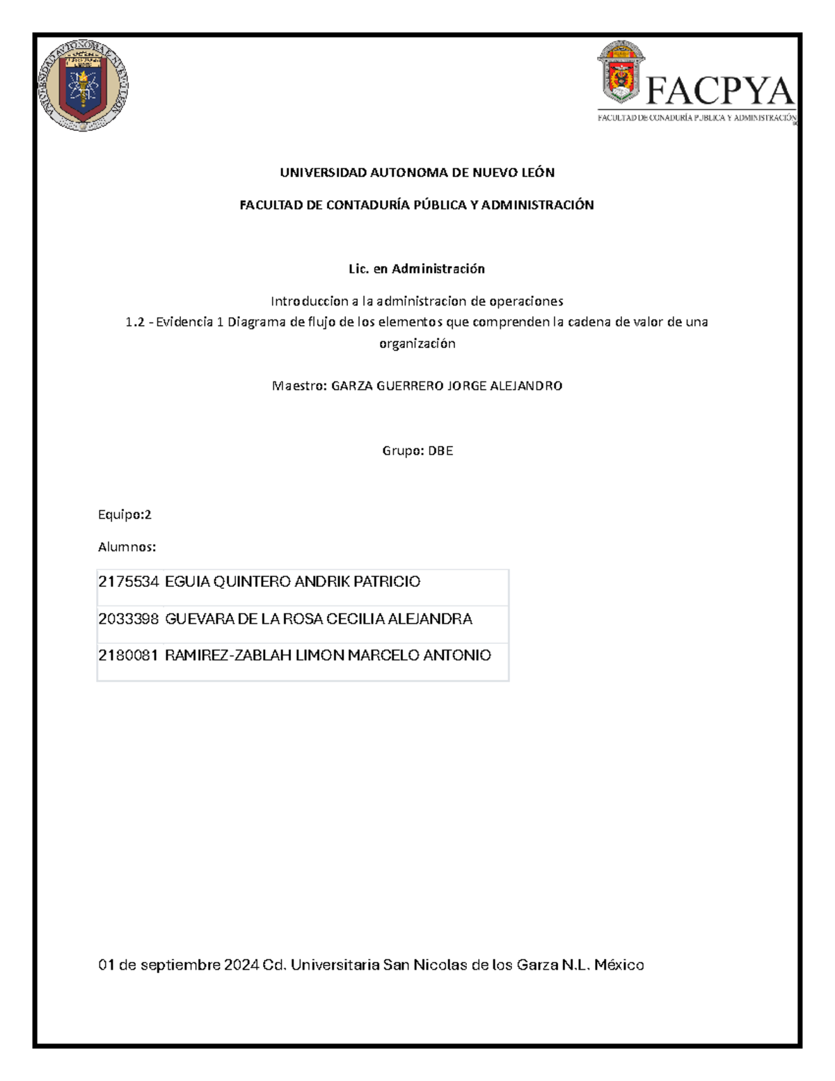 1.2 - Evidencia 1 Diagrama de flujo Eq. 2 - UNIVERSIDAD AUTONOMA DE ...