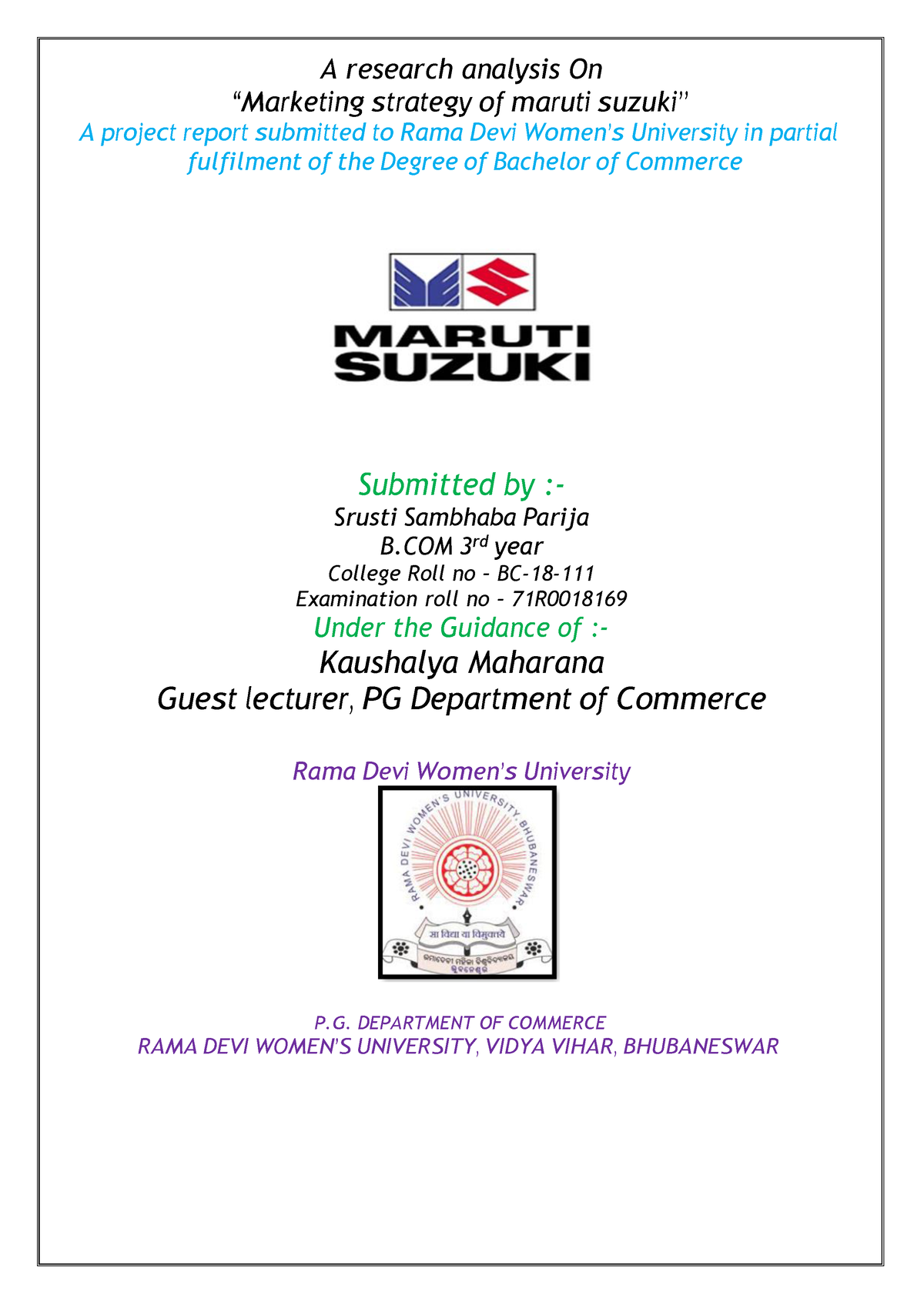 research methodology project on maruti suzuki pdf