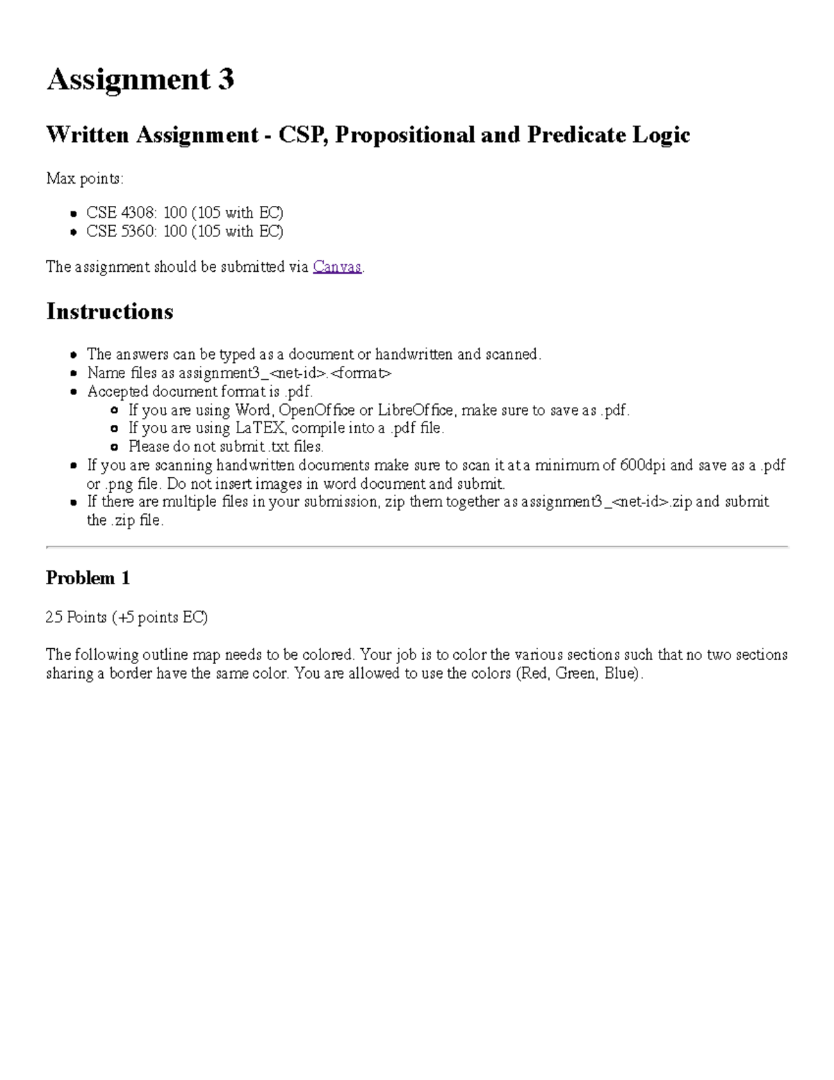 Assignment 3 - Instructions The answers can be typed as a document or ...