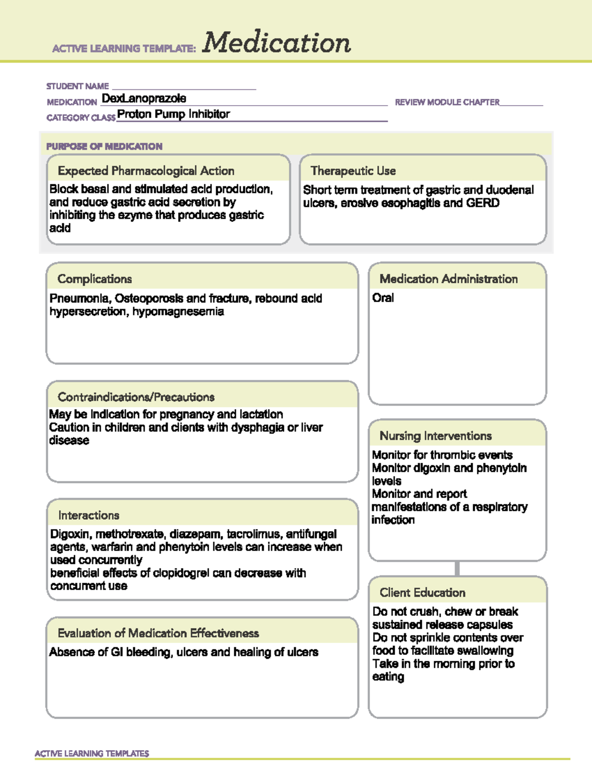 Dex Lanoprazole - The lecture notes on specific drugs and their purpose ...