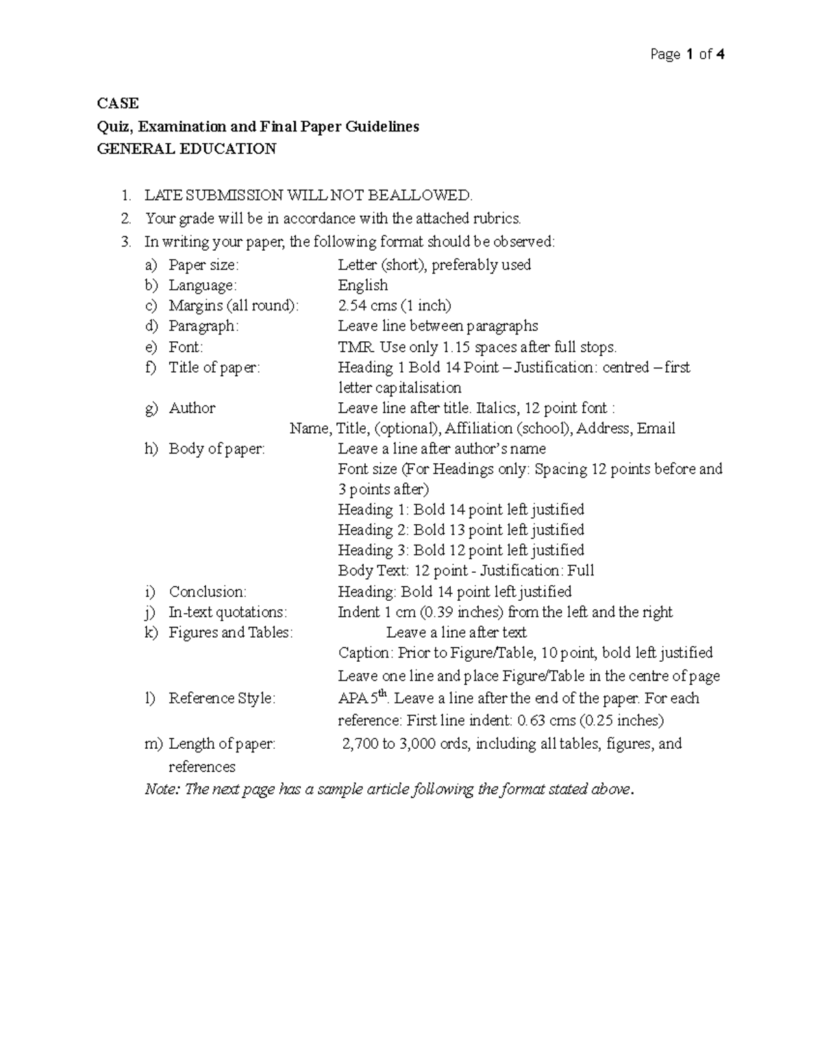 Paper Guidelines CASE - CASE Quiz, Examination and Final Paper ...