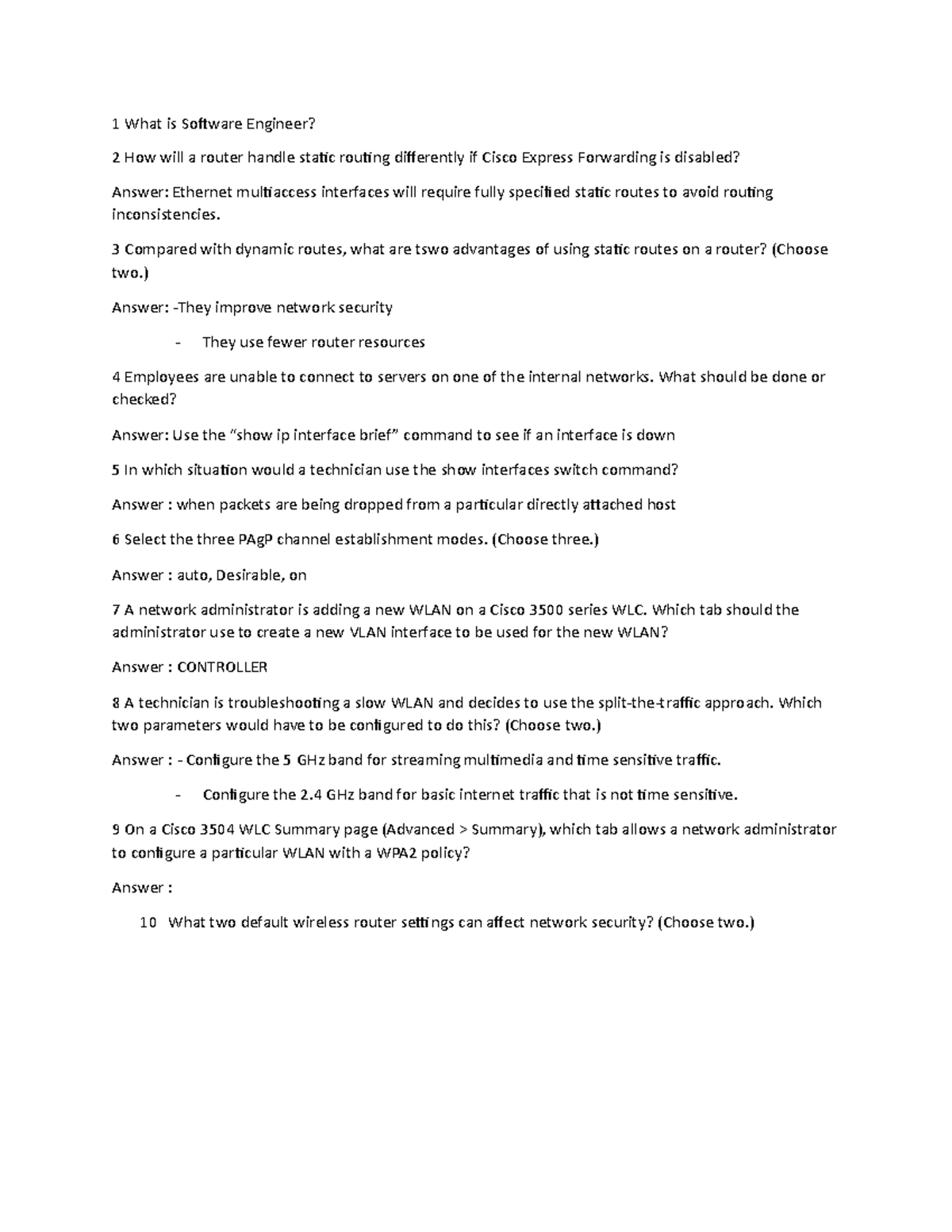 Networking Final Exam Guide 1 What is Software Engineer? 2 How will