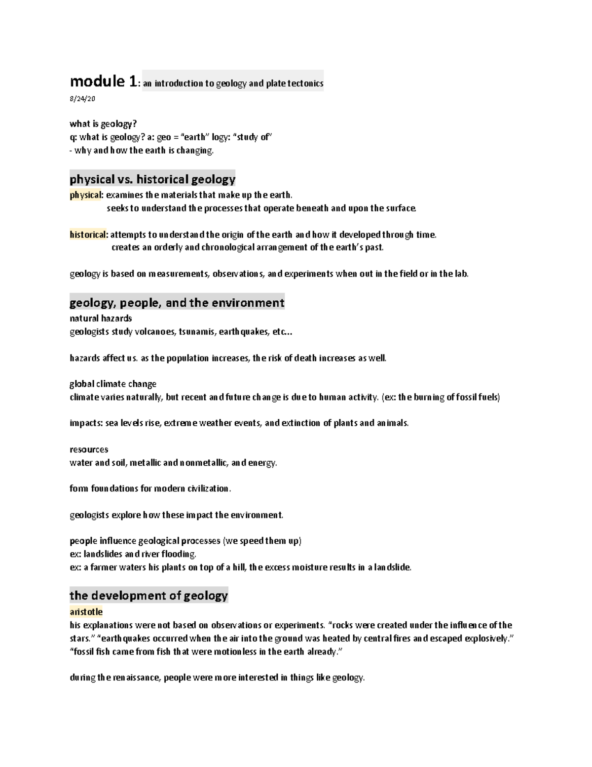 1 - Lecture notes 1 - module 1 : an introduction to geology and plate ...