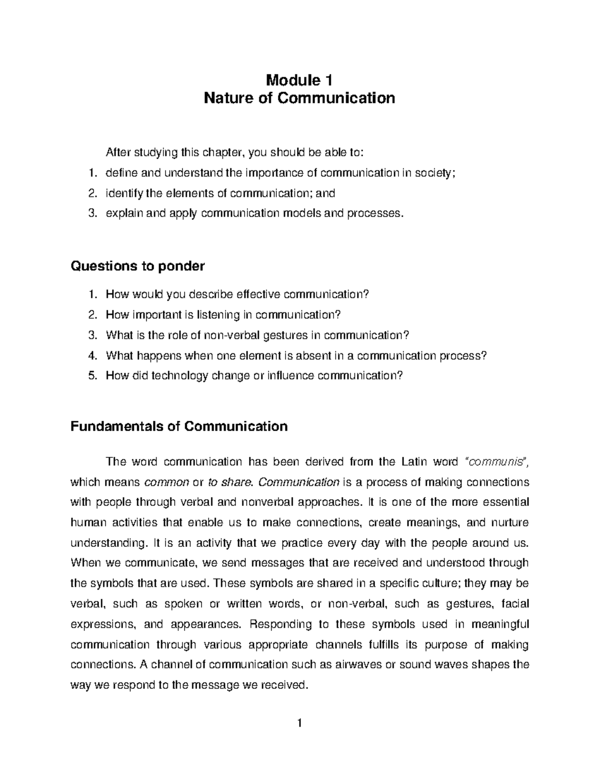 PC-Module-1 - PURPOSIVE COMMUNICATION - Module 1 Nature of ...