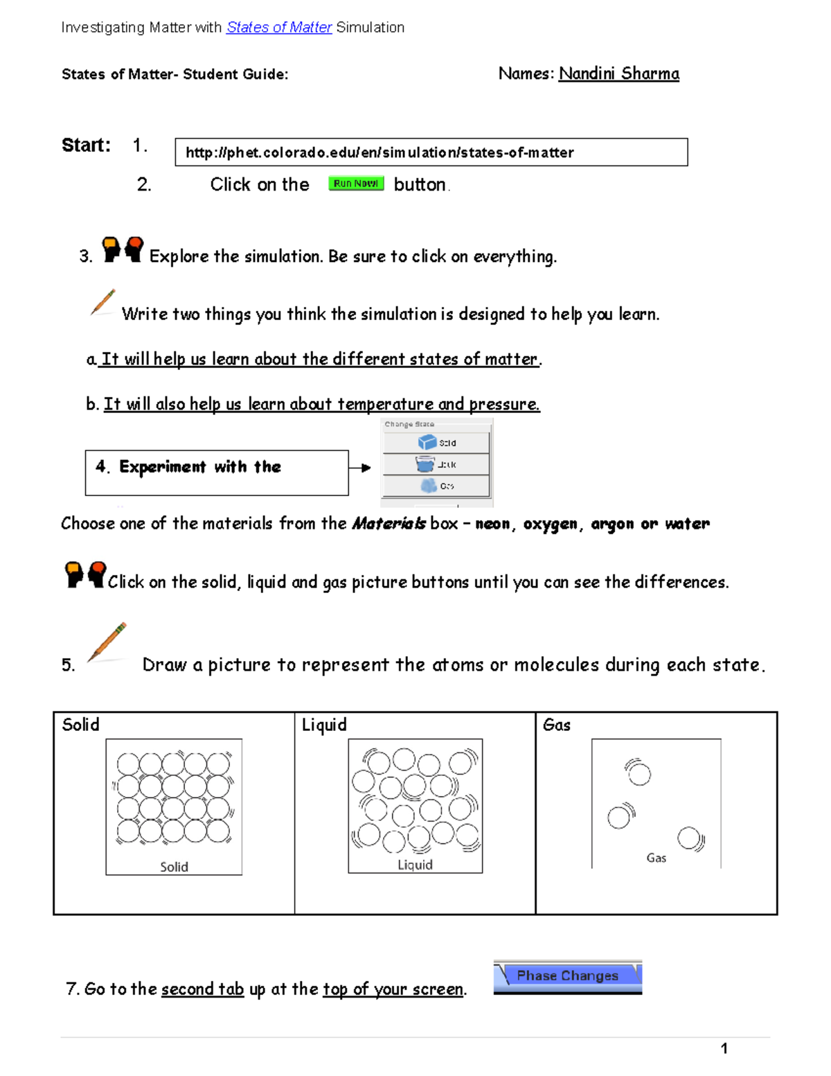 CH3 States Of Matter PHET LAB Stimulation Investigating Matter With States Of Matter 