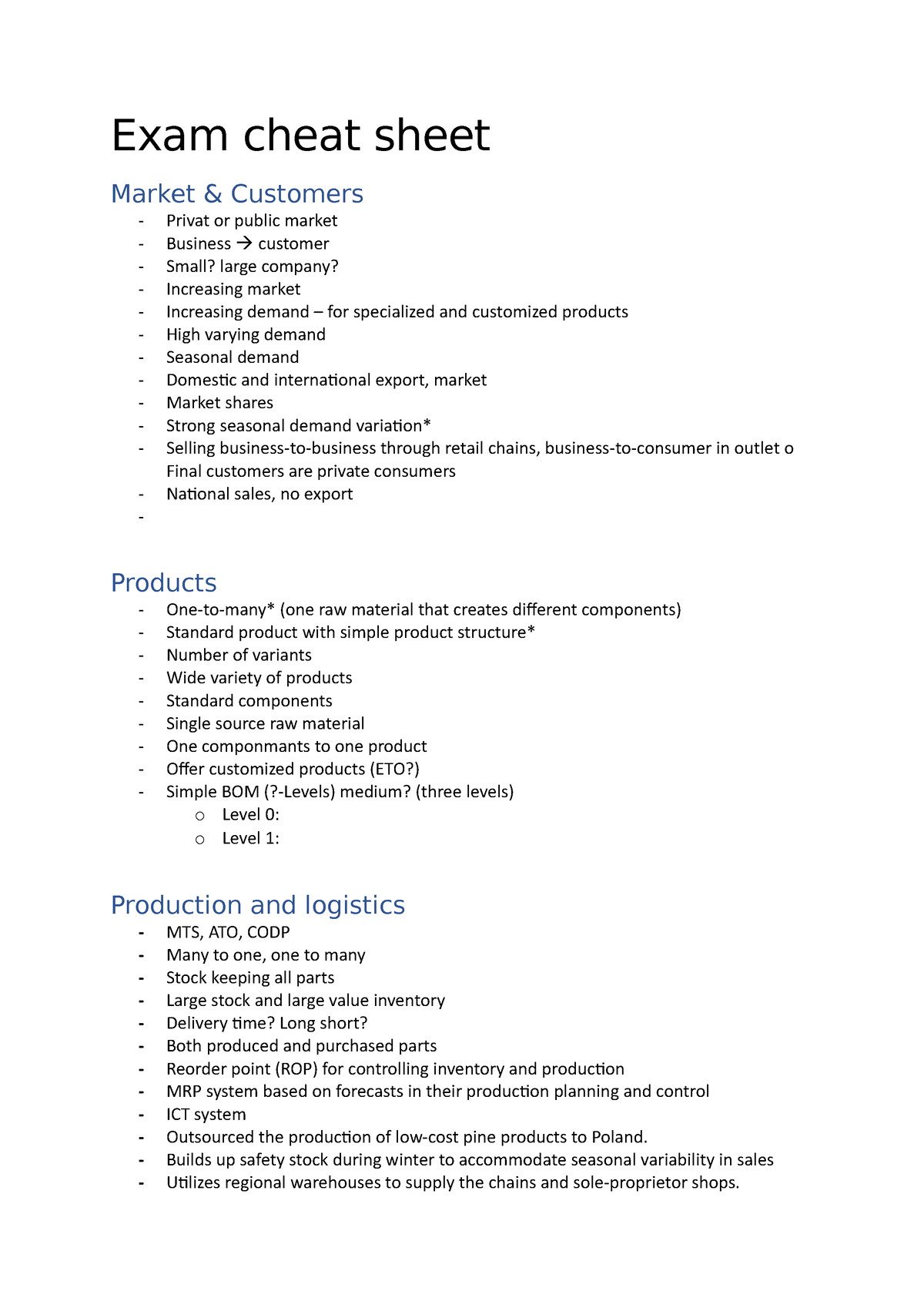 eksamen-cheat-sheet-exam-notes-exam-cheat-sheet-market-customers