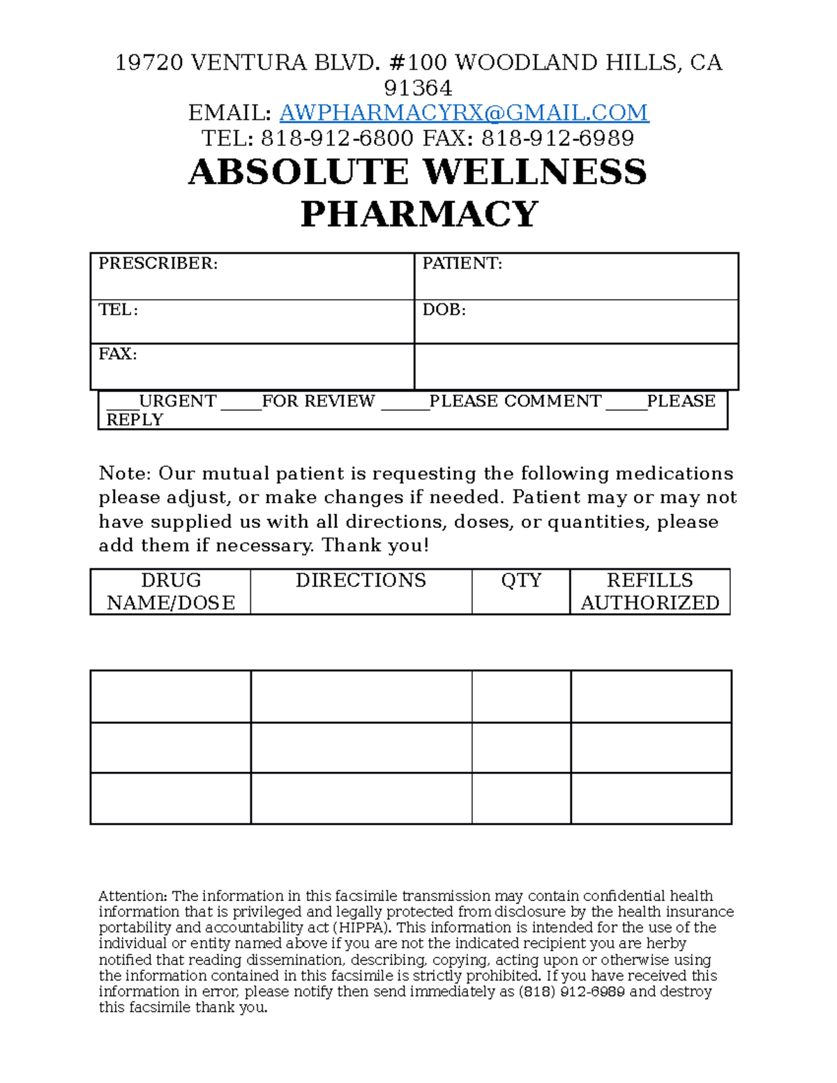 ADD Medication FORM - sdsd - 19720 VENTURA BLVD. #100 WOODLAND HILLS ...