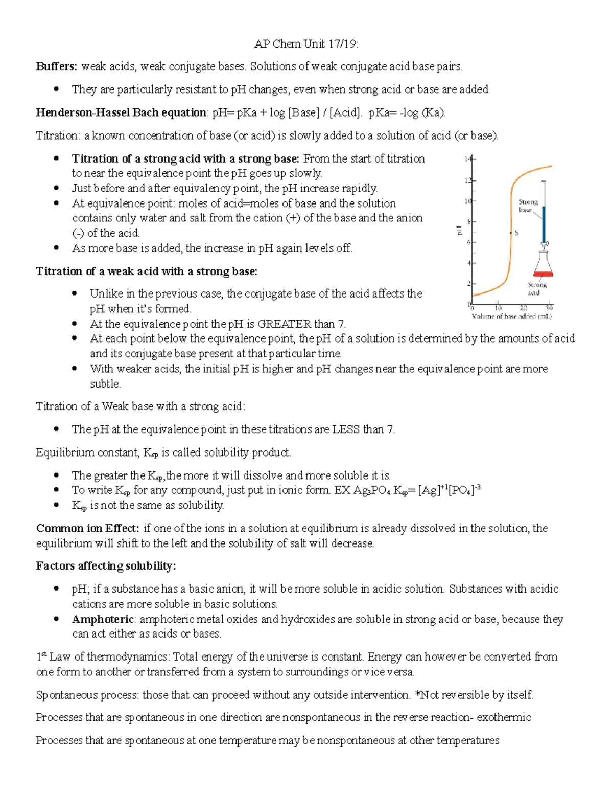 Ap Chem 17 Review - Titration, Buffers, Gibbs Free Energy, Entropy - AP ...