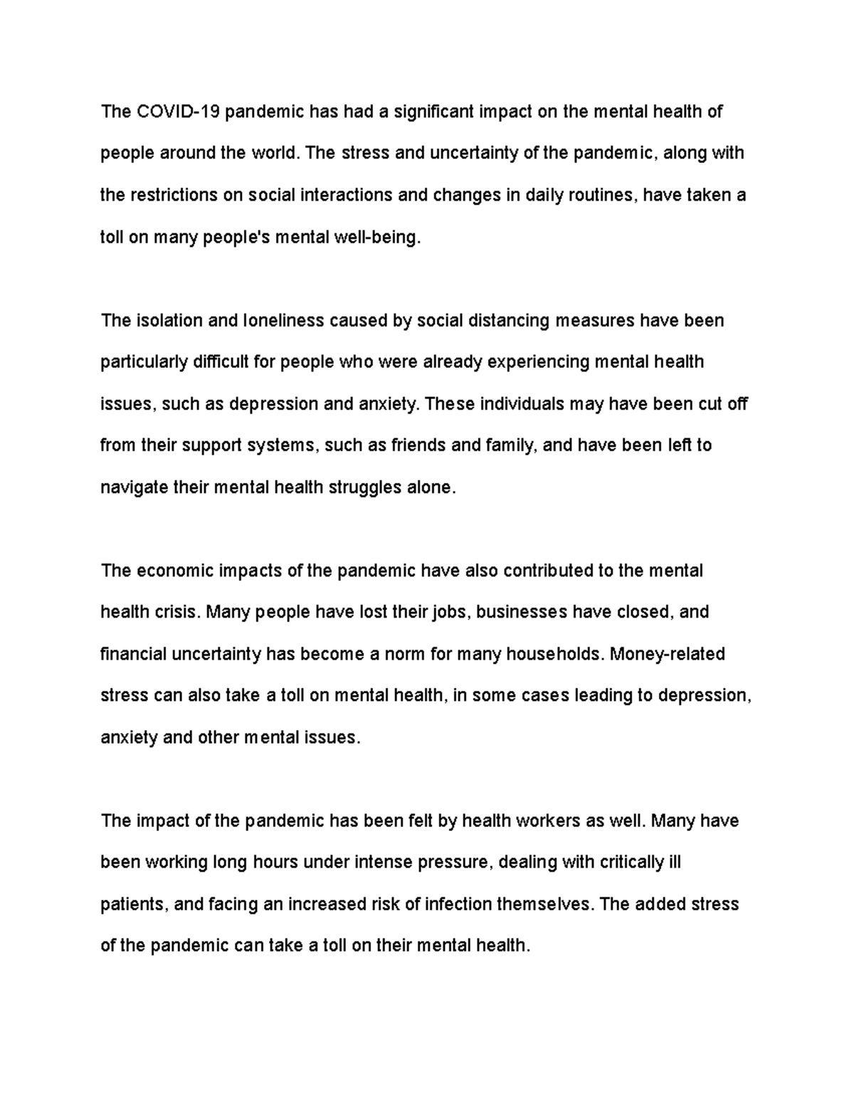 1. The impact of Covid-19 on mental health - The COVID-19 pandemic has ...