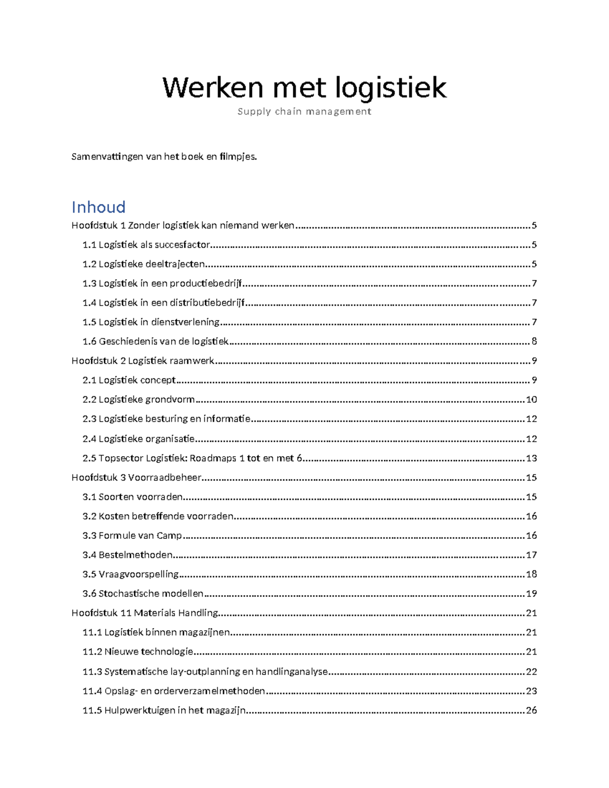 Samenvatting Van Het Boek Werken Met Logistiek - Werken Met Logistiek ...