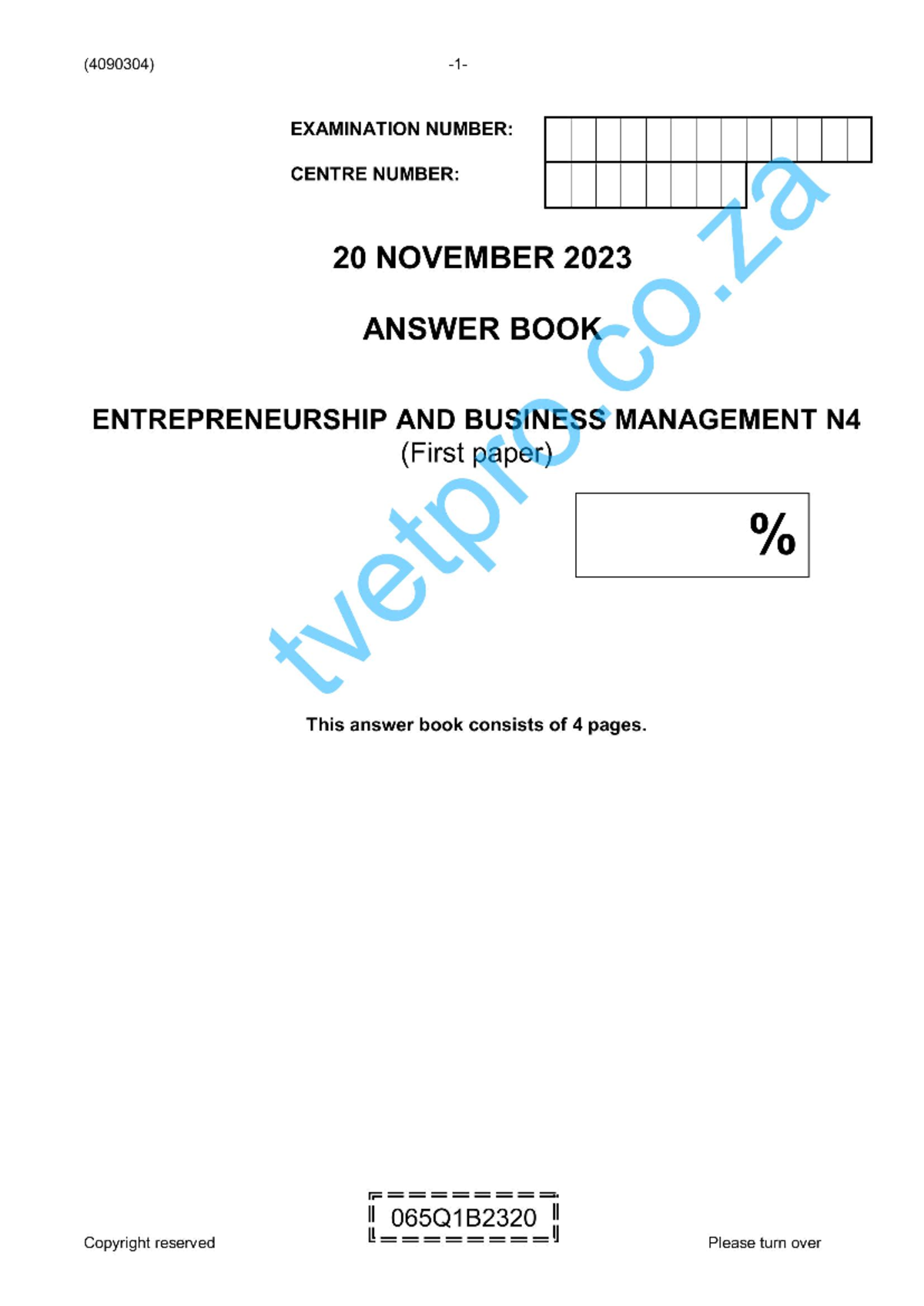 2023 N4 5B Entrepreneurship Business Management - (4090304) EXAMINATION ...