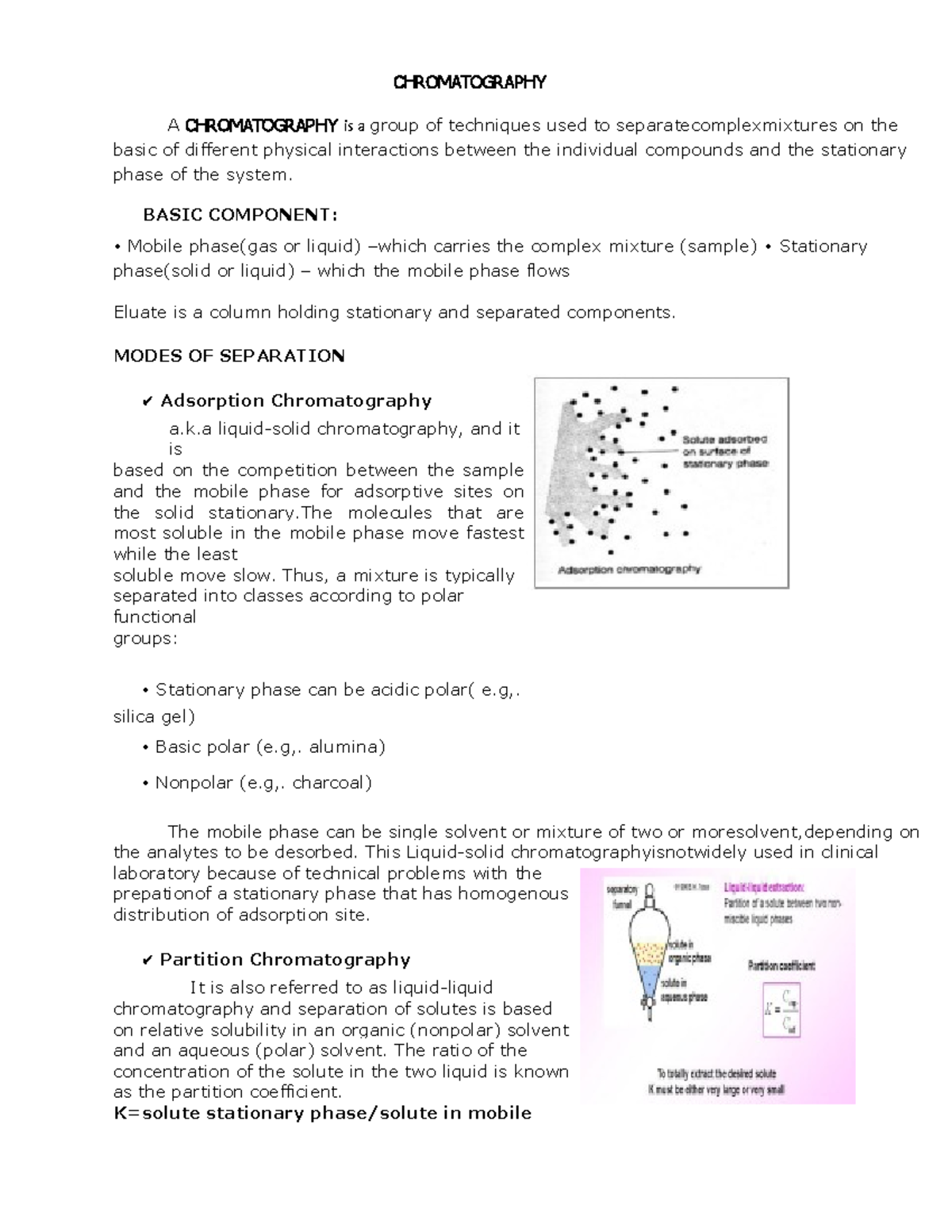 Chromatography Notes in Clin. Chemistry Automation CHROMATOGRAPHY