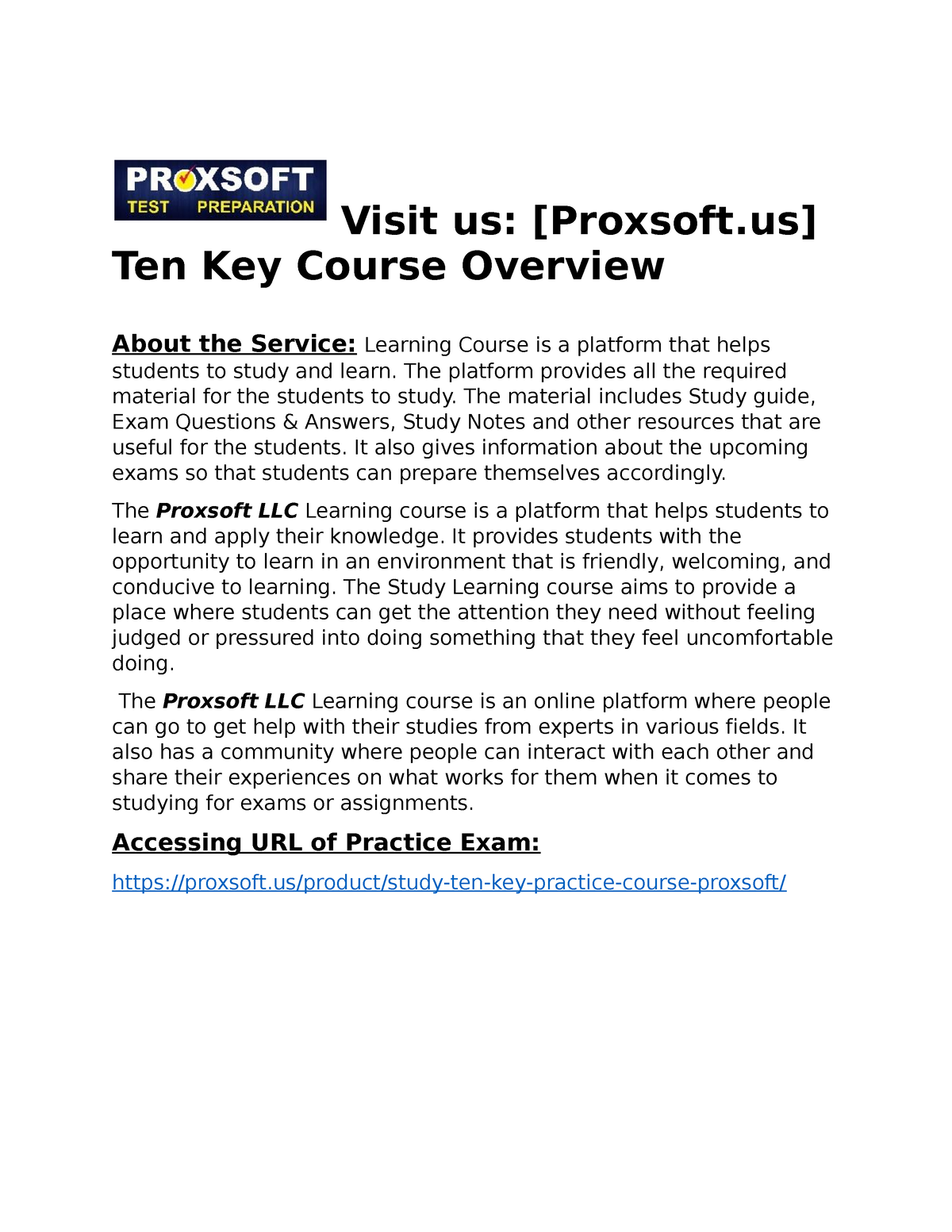 Ten Key Practice Course - Visit Us: [proxsoft] Ten Key Course Overview 