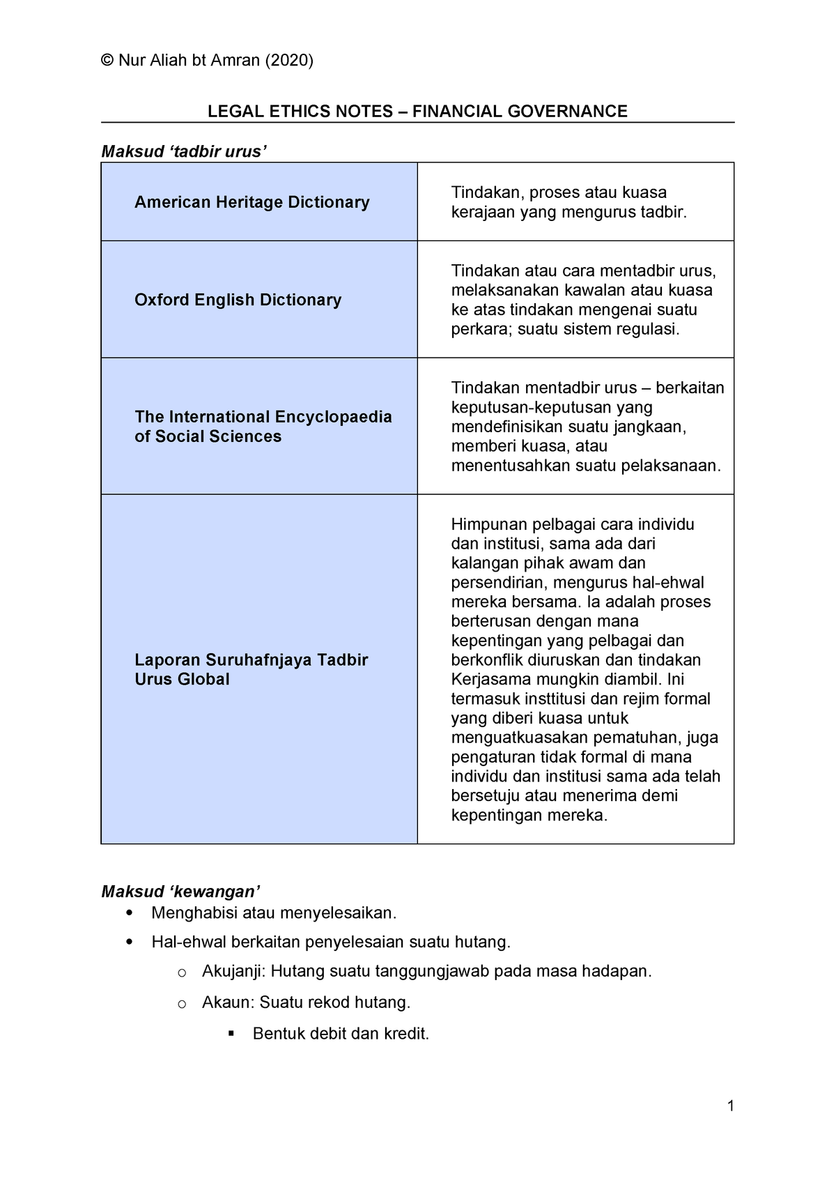 Legal Ethic Notes Financial Governance Studocu