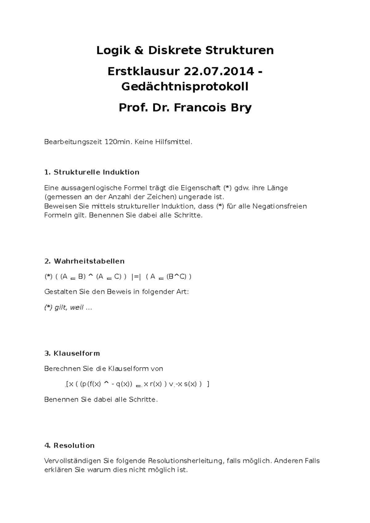 2014 Ss Lds Bry 1 - Logik Und Diskrete Strukturen I (für Informatiker ...