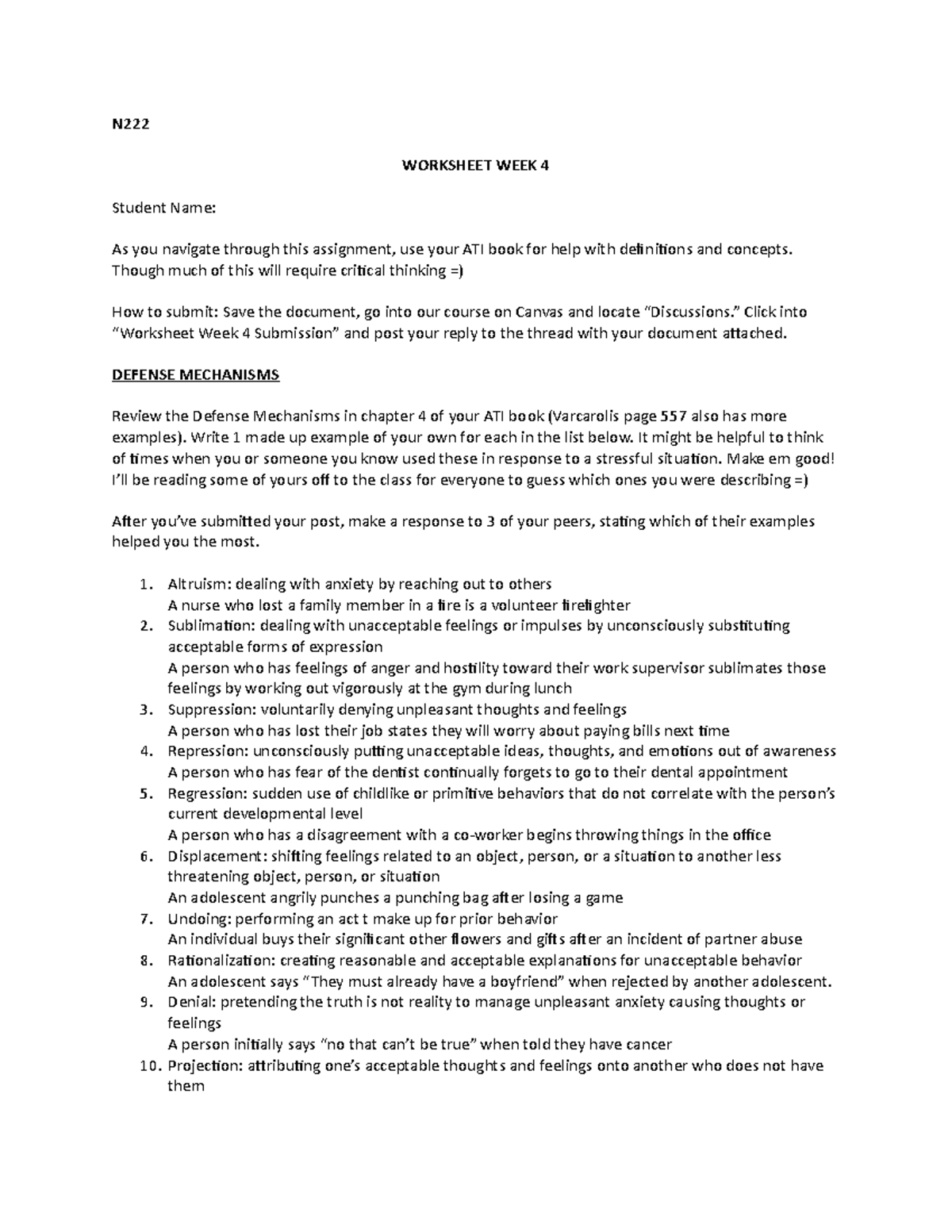Worksheet week 4 - NURS 222 - WCU - Studocu