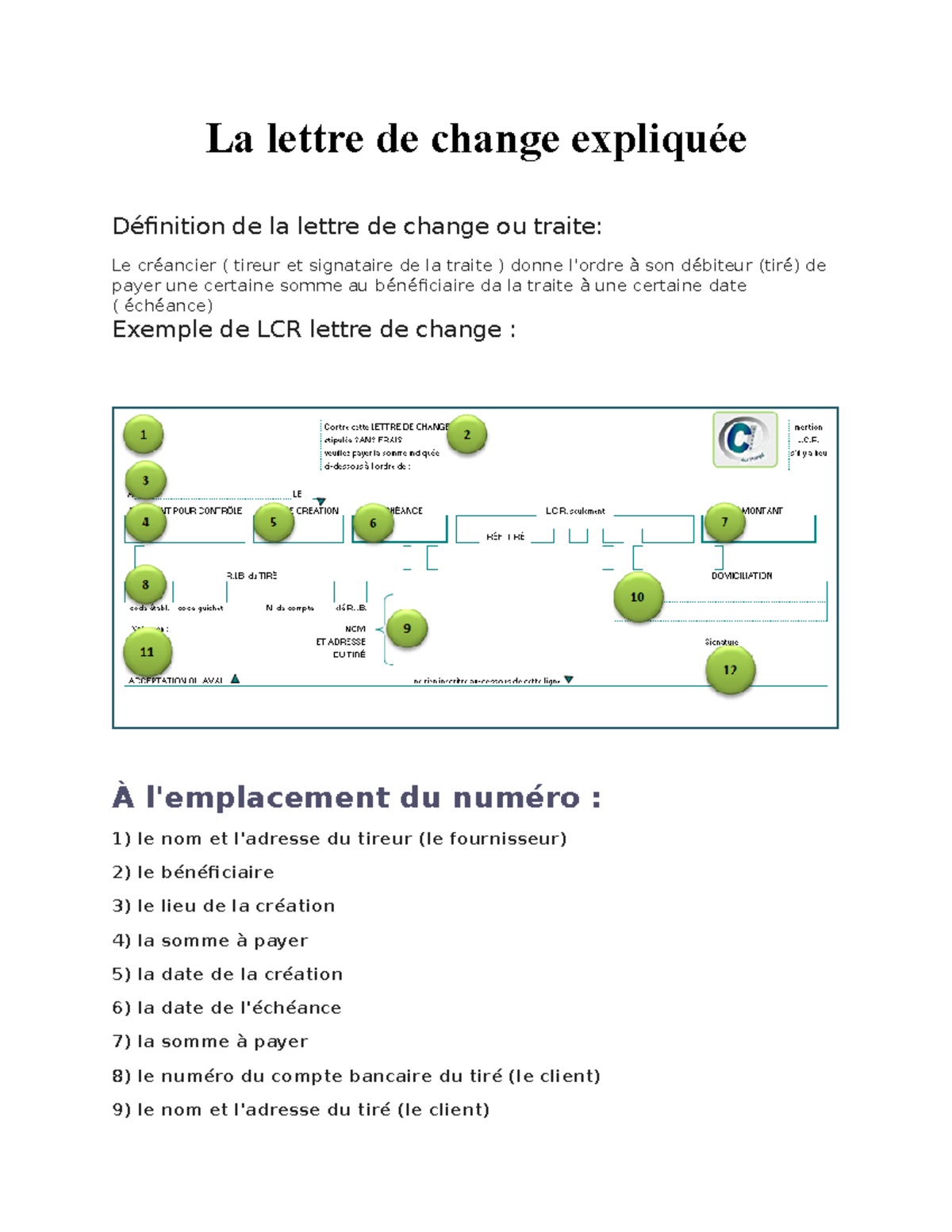 La lettre de change expliquée - La lettre de change expliquée ...