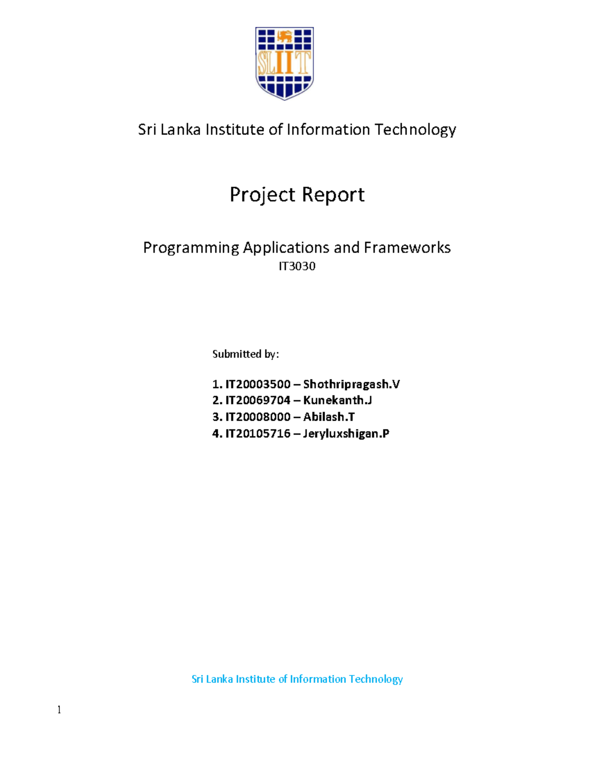 Paf01 - Year 3 semester 1 PAF assignment - Sri Lanka Institute of ...