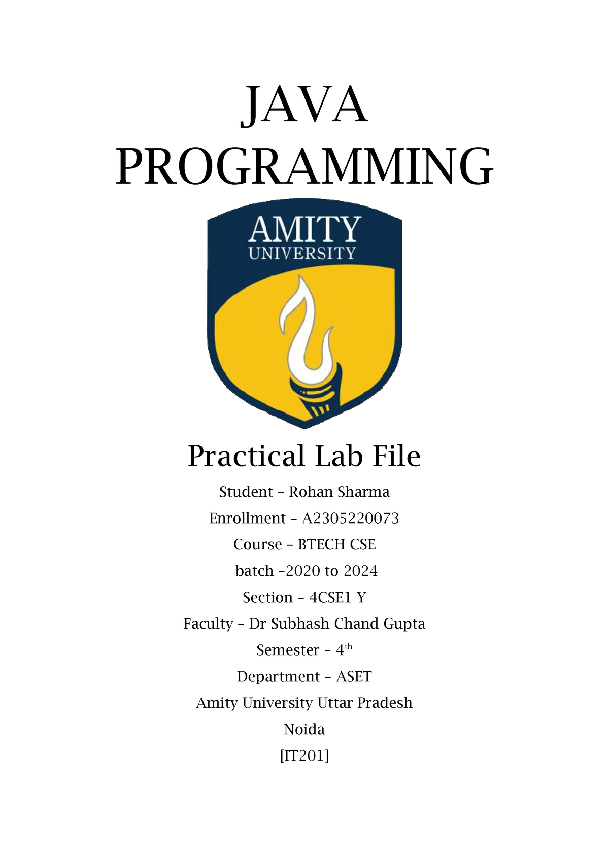 Javalabfilefor2ndyear - Advanced Java Programming - Studocu