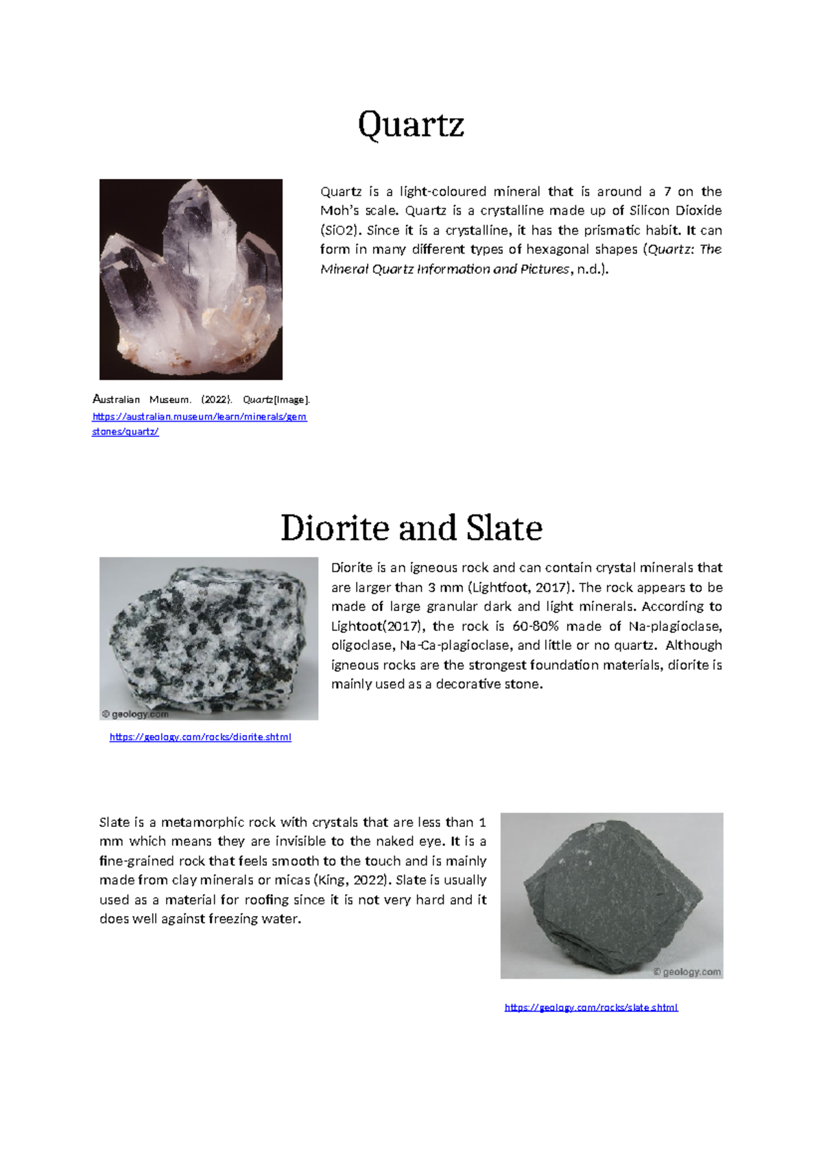14021101 Peter Ortigas Geology Report 1 - Quartz Quartz is a light ...