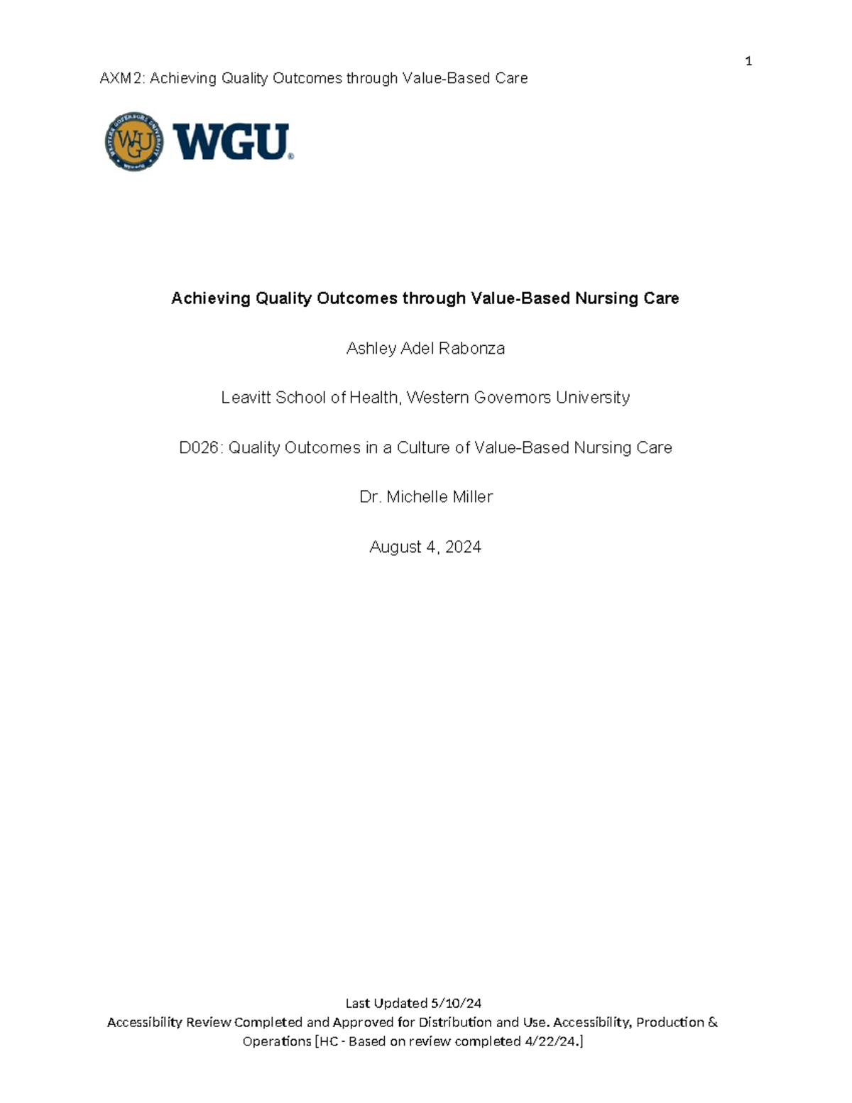 AXM2 Rabonza - D026 Paper - AXM2: Achieving Quality Outcomes Through ...