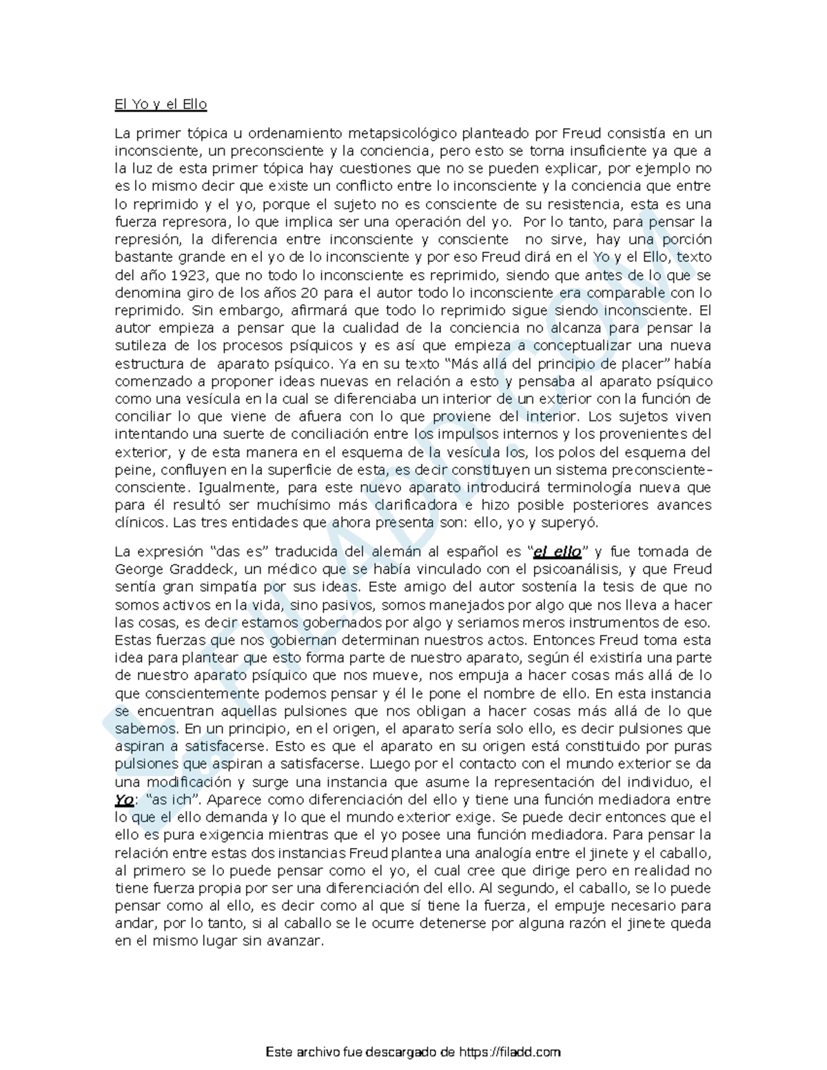 El Yo y el Ello resumen para el tercer pacial - El Yo y el Ello La ...