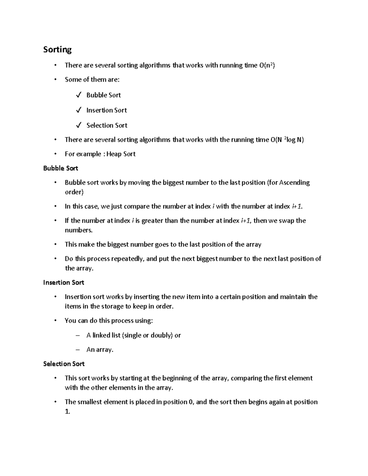 Sorting - Sorting There are several sorting algorithms that works with ...
