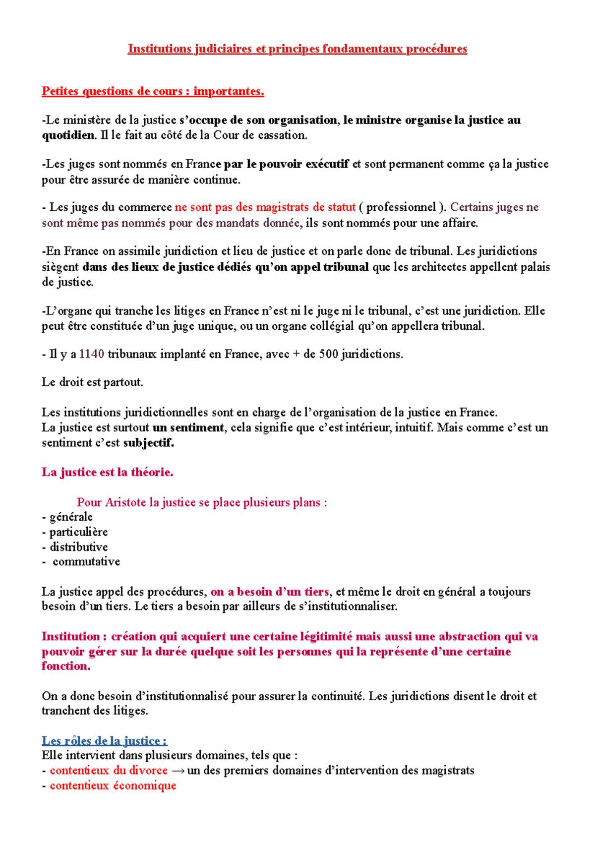 Instit Judiciaire Révision - Institutions Judiciaires Et Principes ...