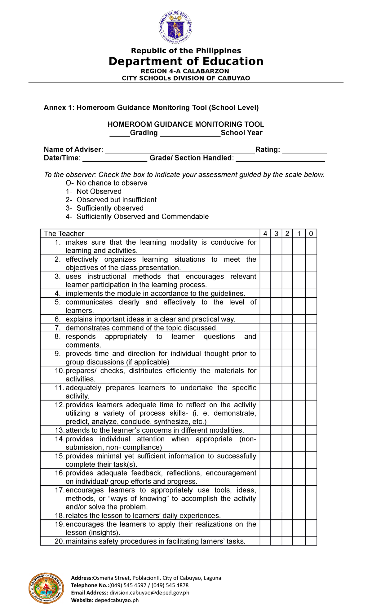 Homeroom Guidance Monitoring and Assessment Tool Checked and edited 3 ...