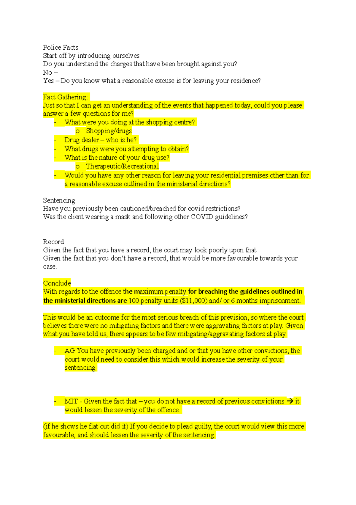Criminal tutorial questions - Police Facts Start off by introducing ...