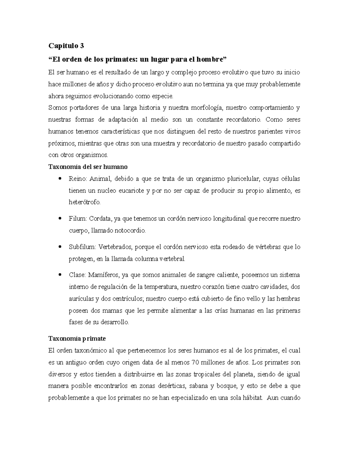El Planeta De Los Simios En Orden Homo Sapiens breve resumen - Capitulo 3 orden de los primates: un lugar  para el El ser humano es el - StuDocu