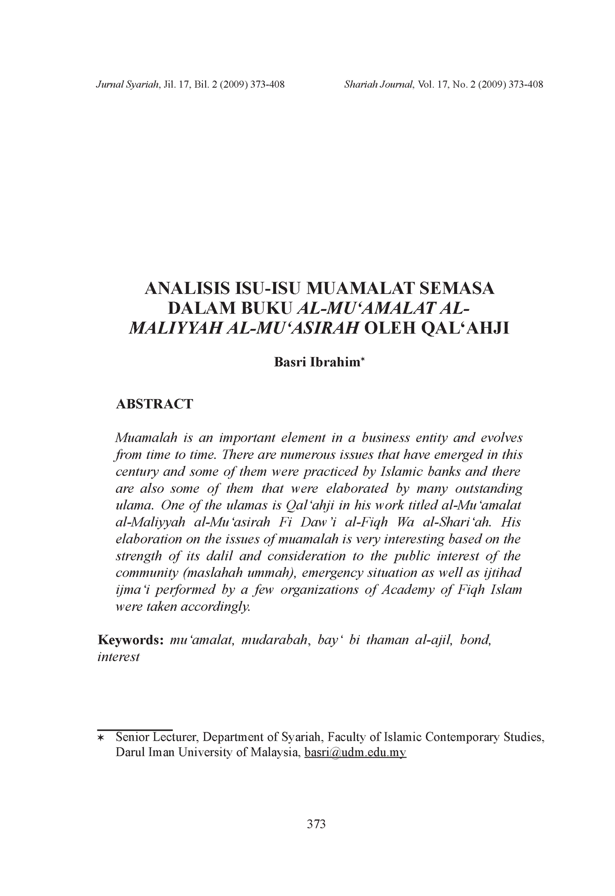 106 - Ttttttttttttututu - Jurnal Syariah, Jil. 17, Bil. 2 (2009) 373 ...