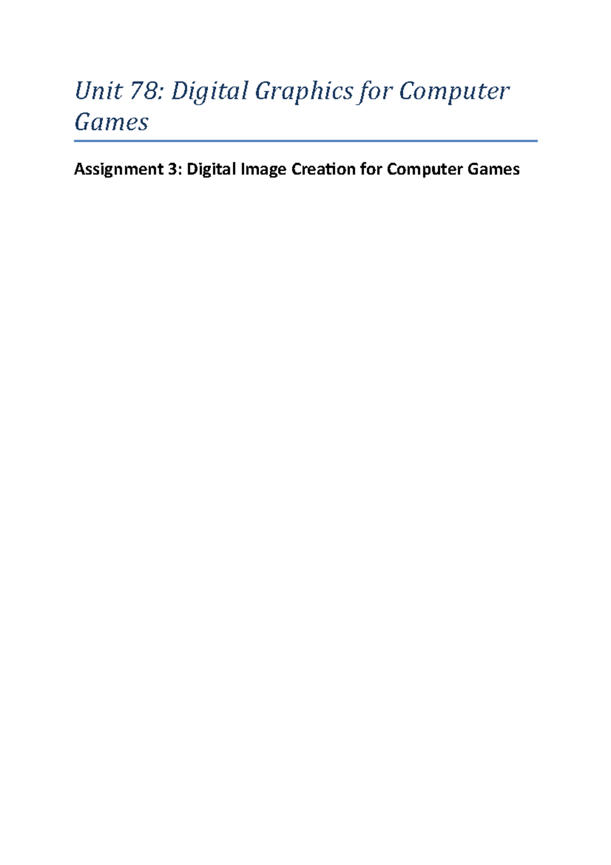Digital Graphics practical - Unit 78: Digital Graphics for Computer ...