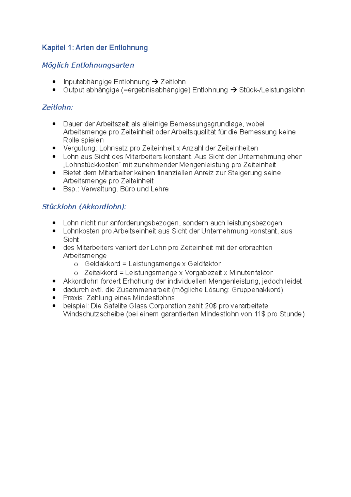 Grundlagen Und Formen Der Entlohnung. – Entgeltformen Übersicht – RYYDF