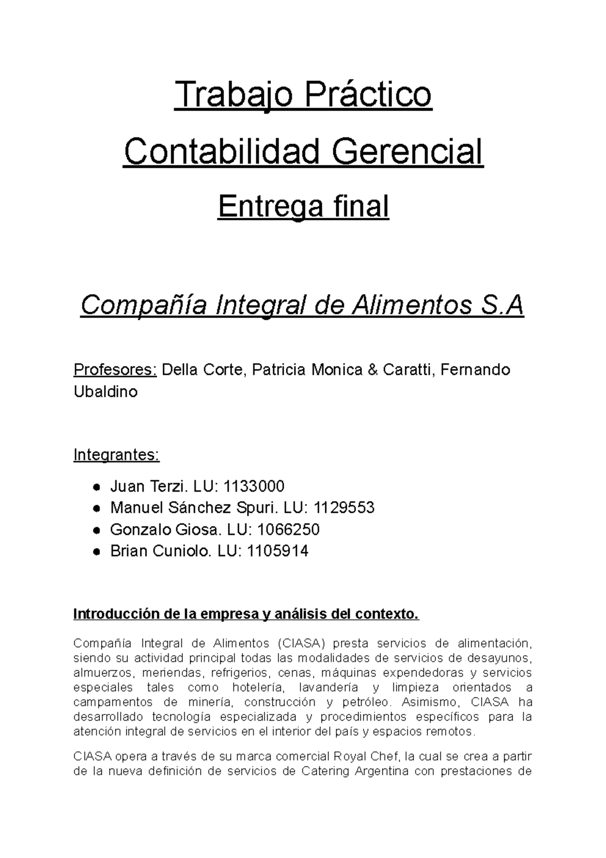 TP Final Contabilidad - Trabajo Práctico Contabilidad Gerencial Entrega ...