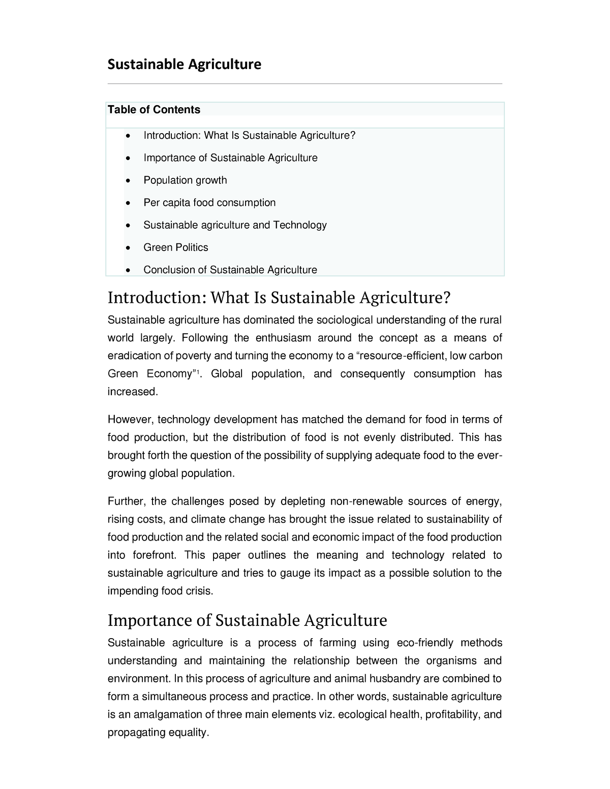 essay introduction about sustainable agriculture