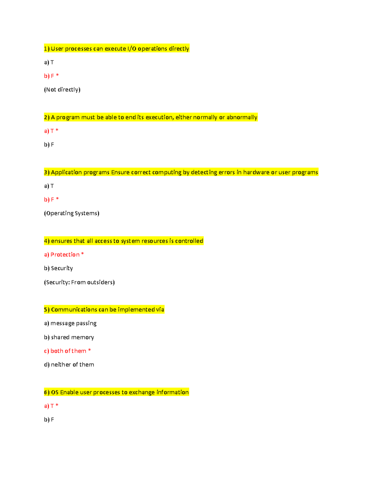 OS2 - Operating system chapter - User processes can execute I/O ...