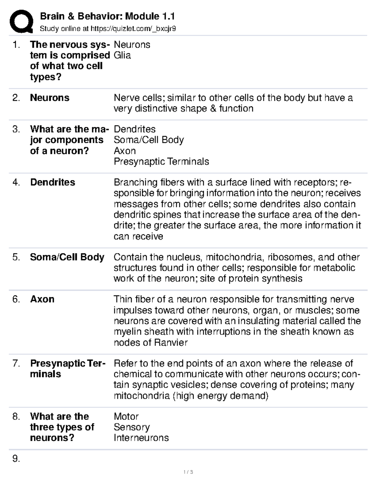 Quizlet Module 1 - Dr. LaCrosse Lecture - Brain & Behavior: Module 1 ...