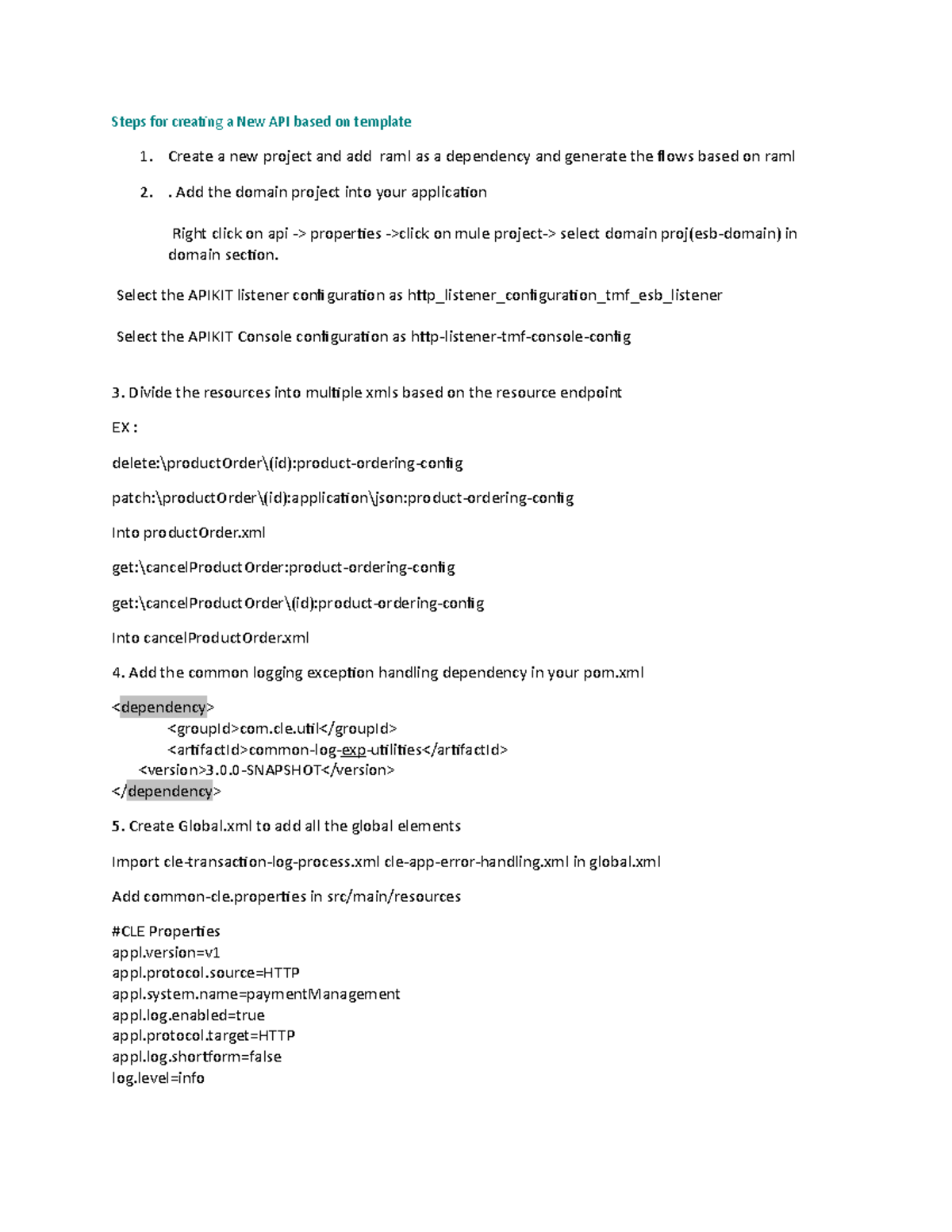 Steps for new application - Steps for creating a New API based on ...