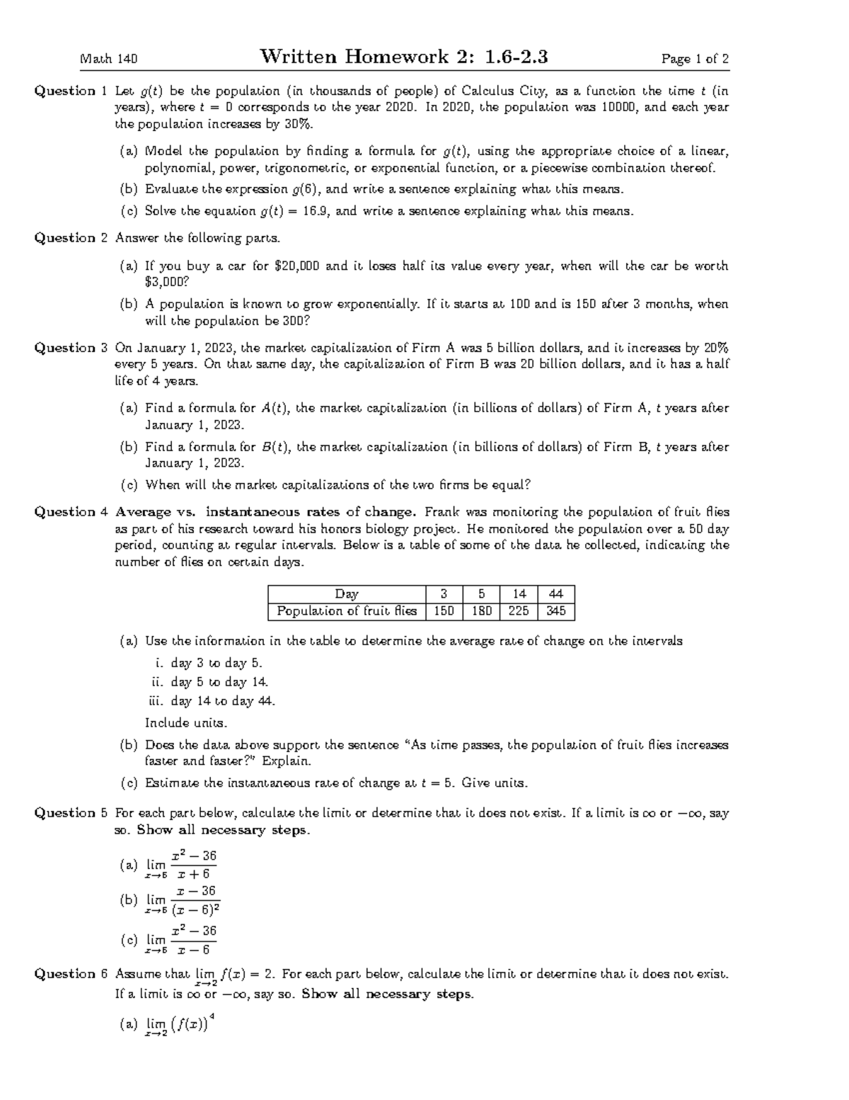 math 140 written homework 1 1 1 1 6