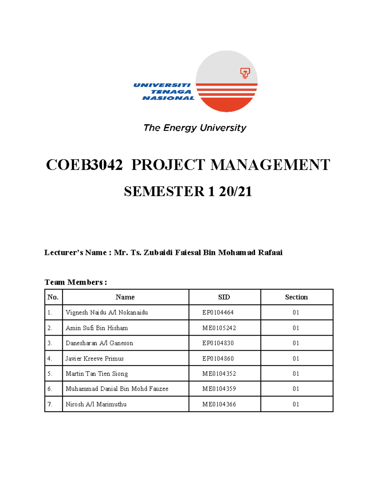 Project Orion Company Profile - COEB3042 PROJECT MANAGEMENT SEMESTER 1 ...