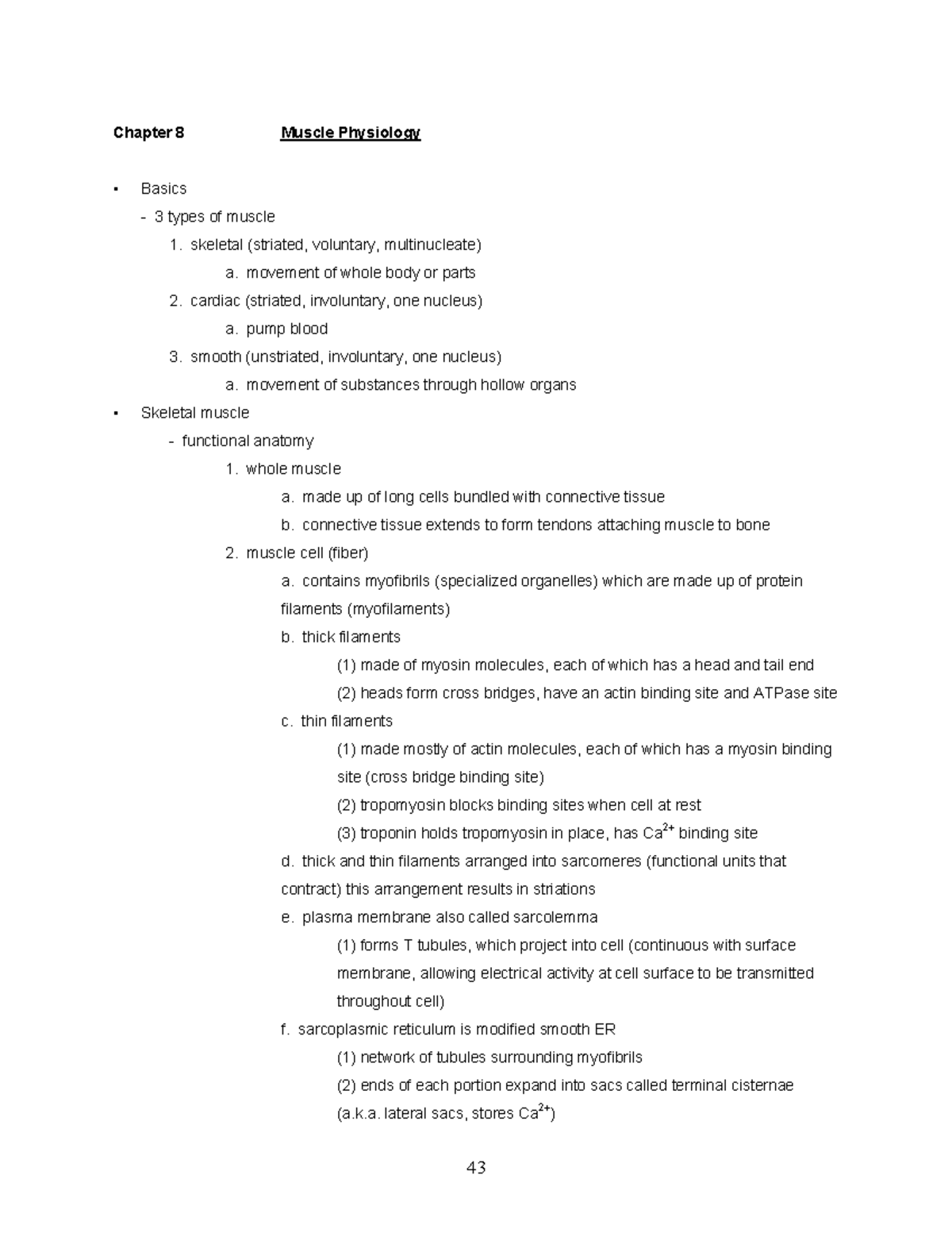 Human Physiology - muscle physiology - Chapter 8 Muscle Physiology ...