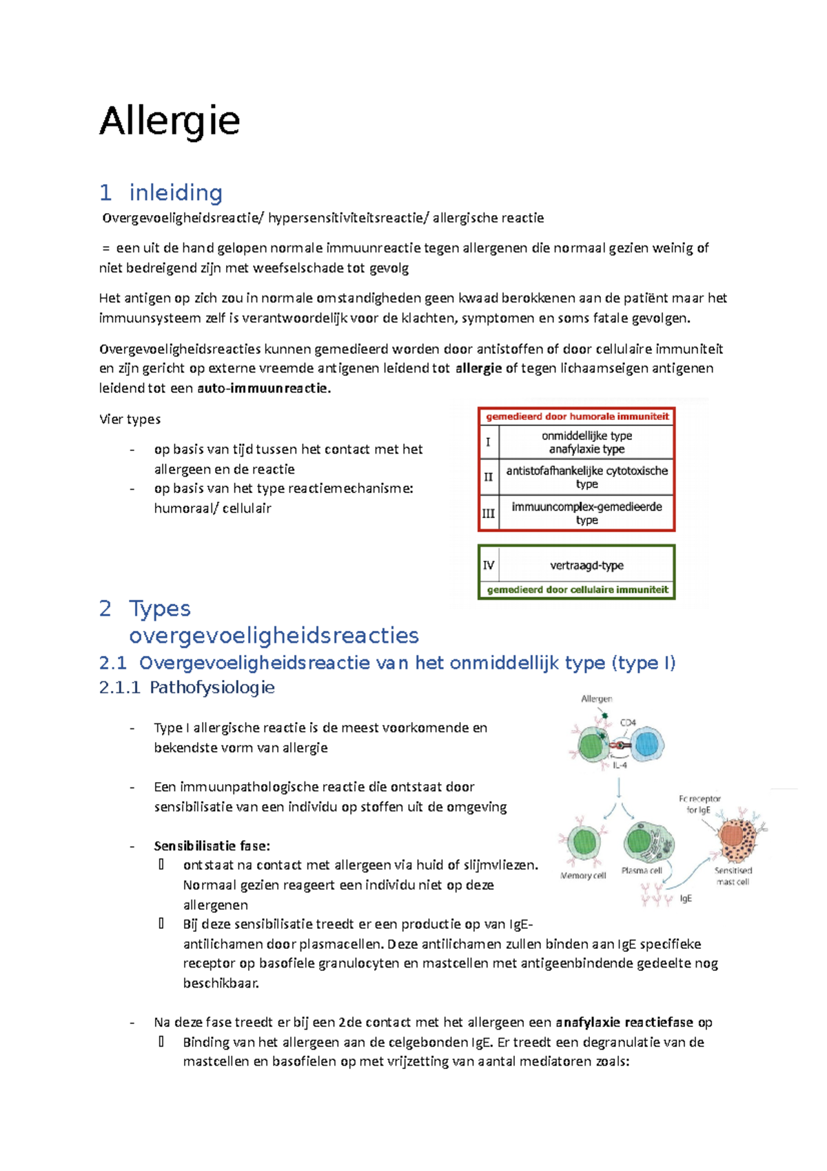 Samenvatting Allergie - Inleiding Tot De Ziekteleer - KU Leuven - Studocu