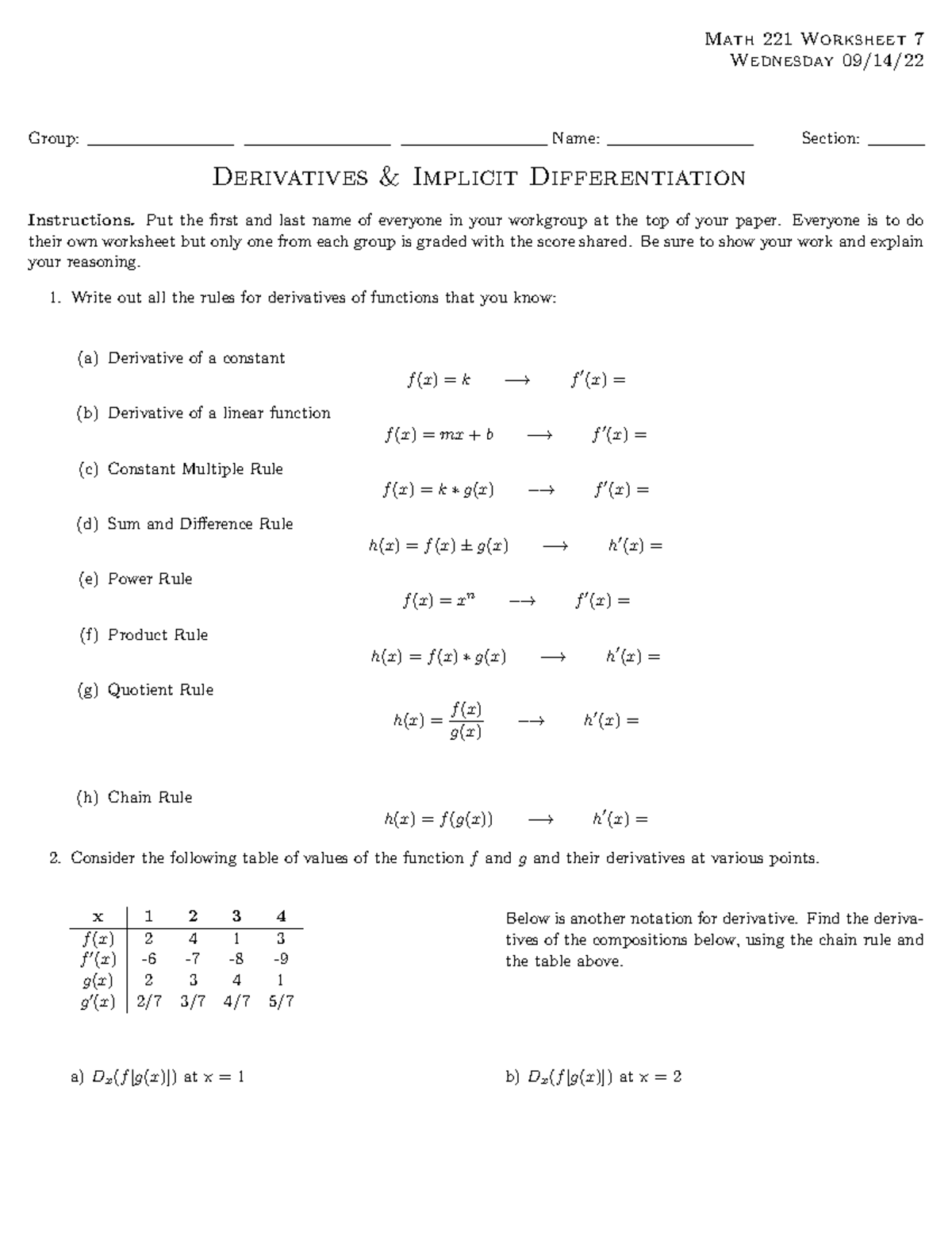WS7 091422 - Derivative and Implicit Differentiation - Math 221 ...
