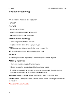 Positive Psychology 1000 - Positive Psychology 3/ Personal Goals What