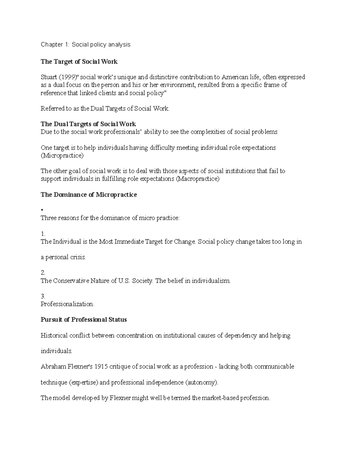 Chapter 1 social policy - Chapter 1: Social policy analysis The Target ...