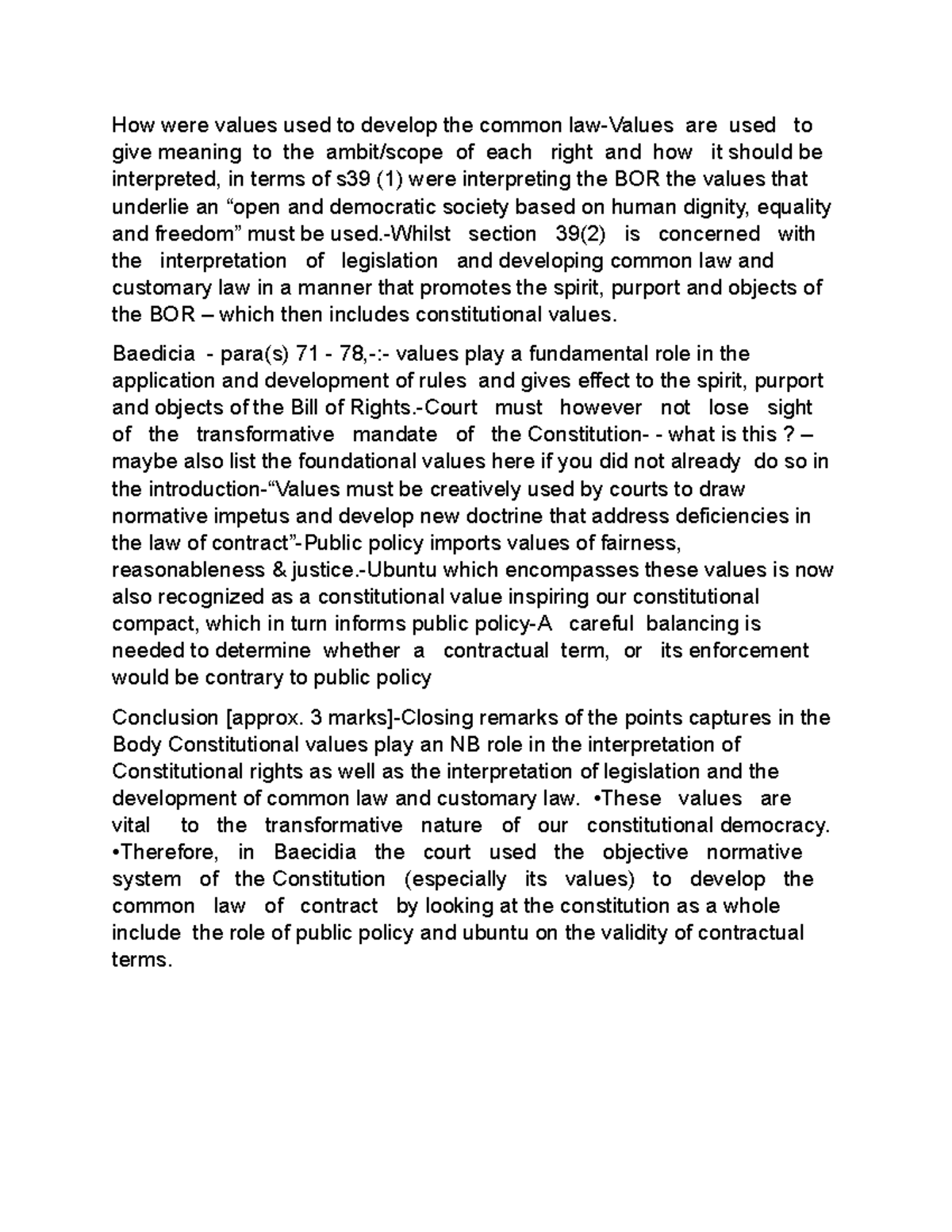UNIT 3 Human Rights LAW - USEFUL - How were values used to develop the ...