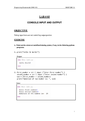 Assignment # 1 - Assigment #1 of Programming Fundamentals - Question 1 ...